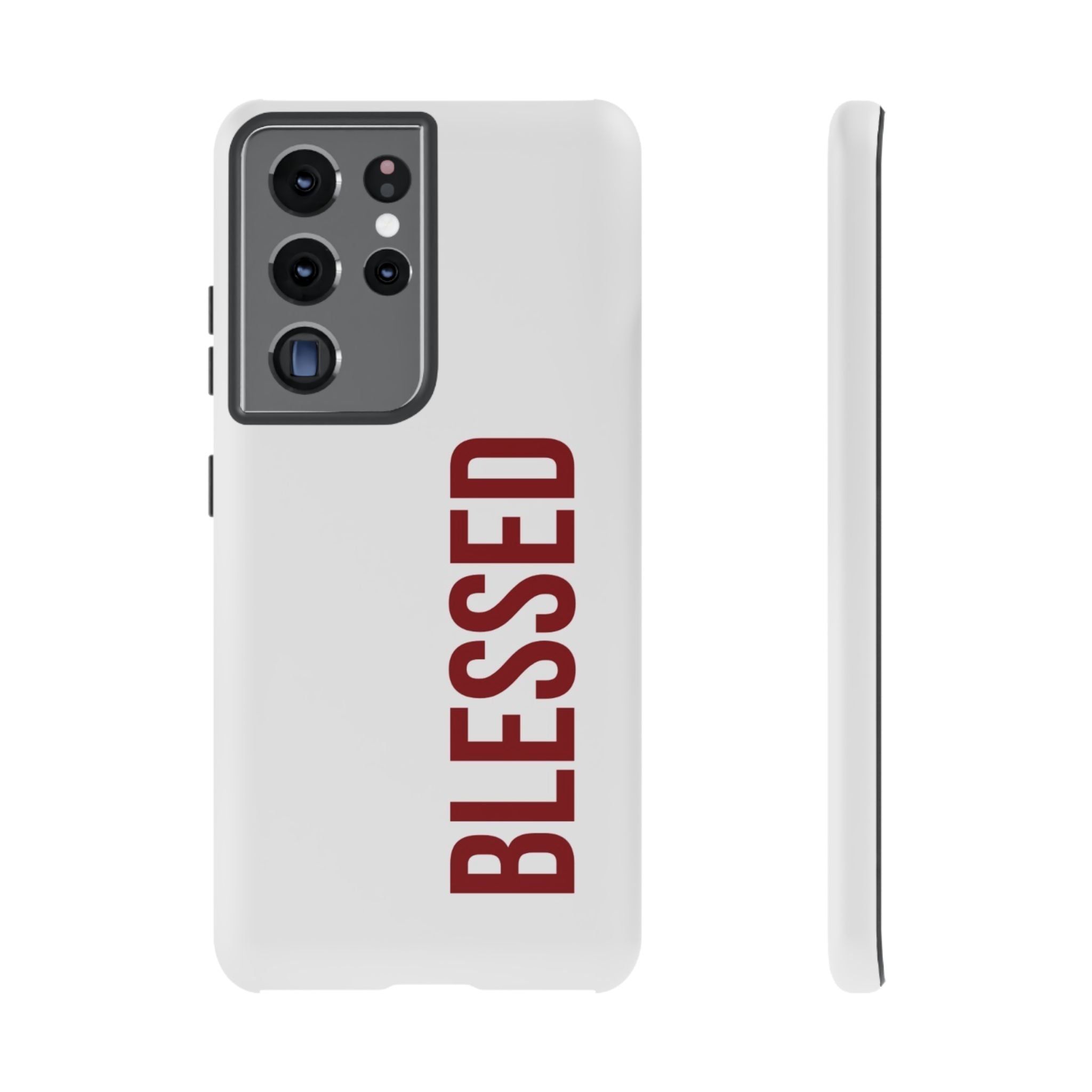 Blessed Vertical Phone Case — Protective Slim iPhone Cover with Red 'BLESSED' Text