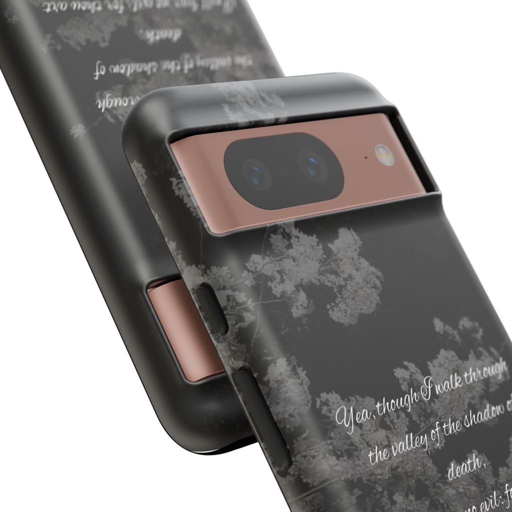 Bible Verse Phone Case — Psalm 23:4 Comfort Black Protective Cover
