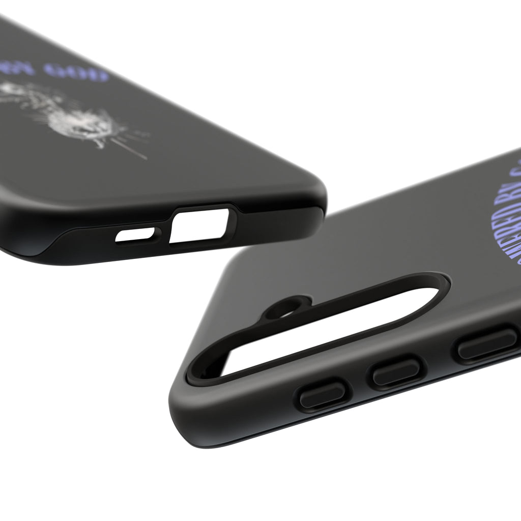 Phone Case — "Powered by God" Black Protective Case with Angelic Skull Design