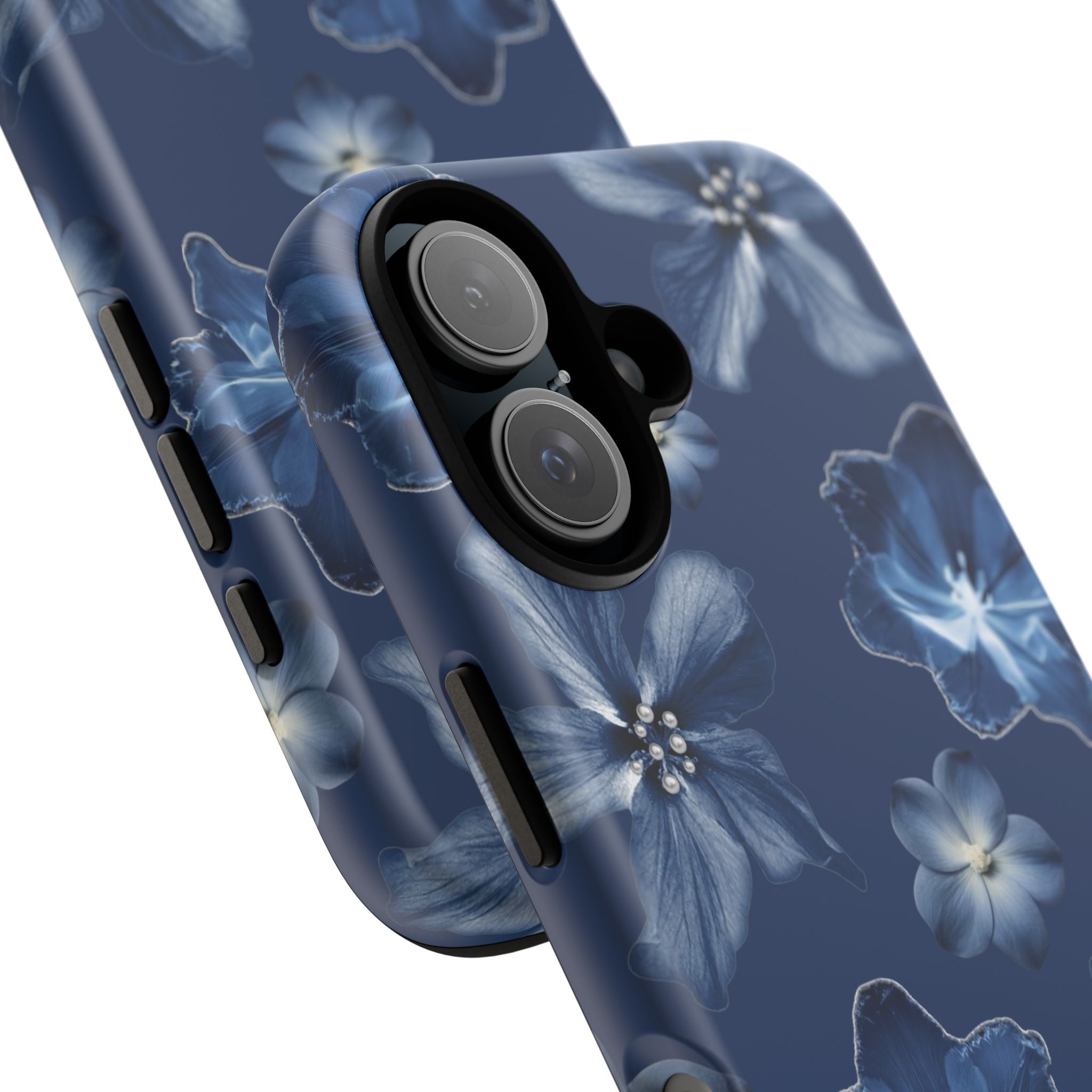Navy Floral Tough Phone Case — Blue Bloom Protective Cover