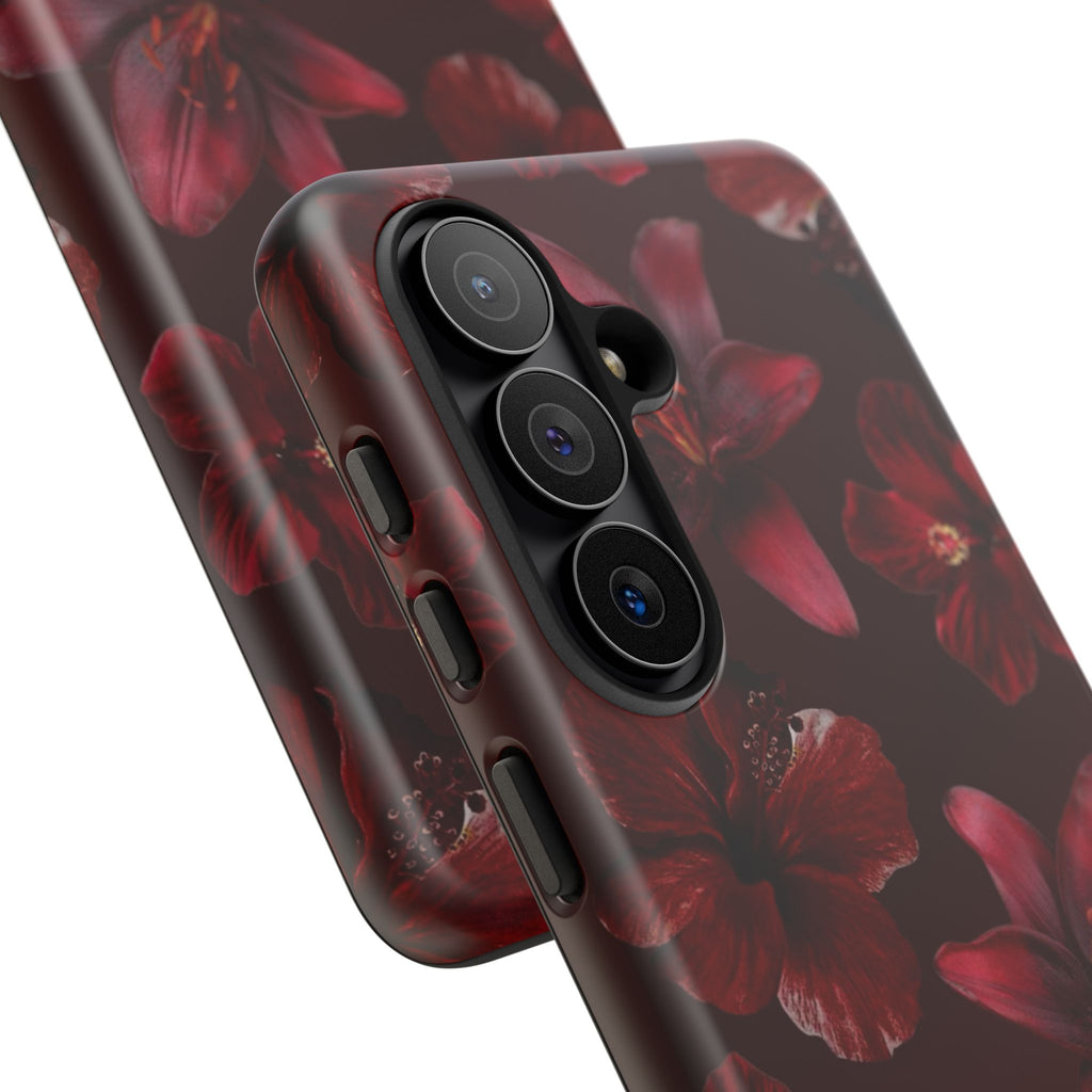 Tough Cases - Dark Red Floral Phone Case
