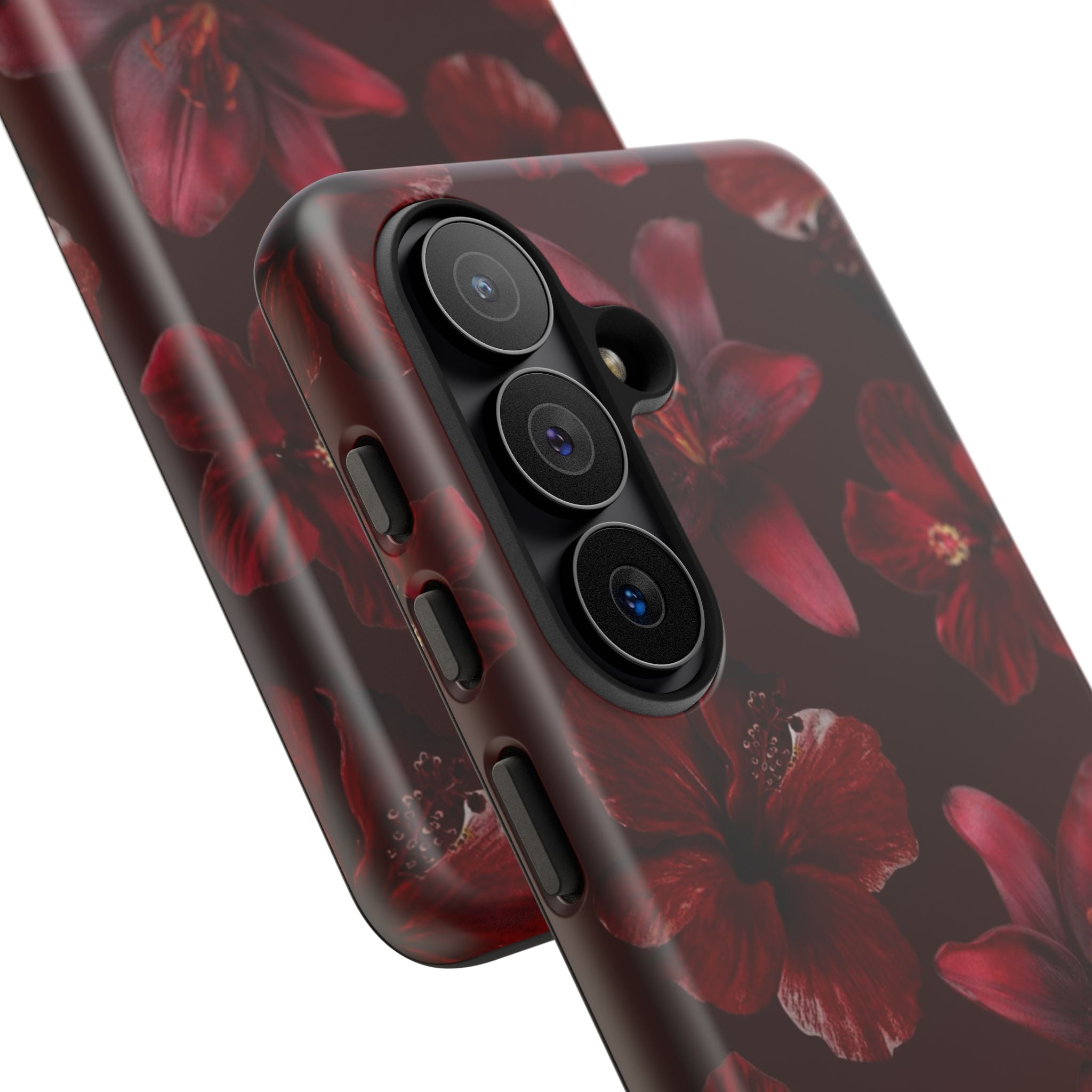 Tough Cases - Dark Red Floral Phone Case