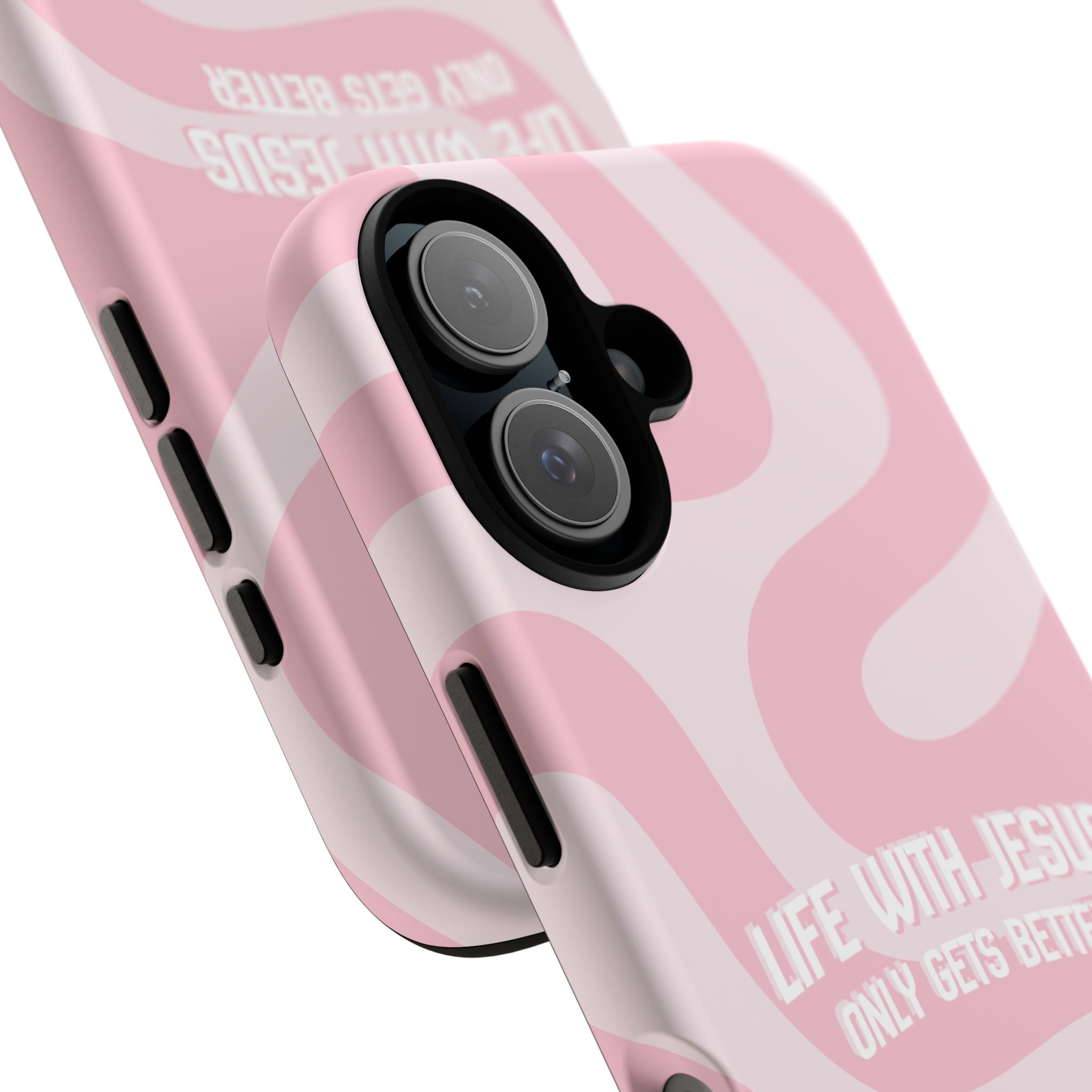 Pink Swirl Phone Case - "Life With Jesus Only Gets Better" Christian iPhone Cover
