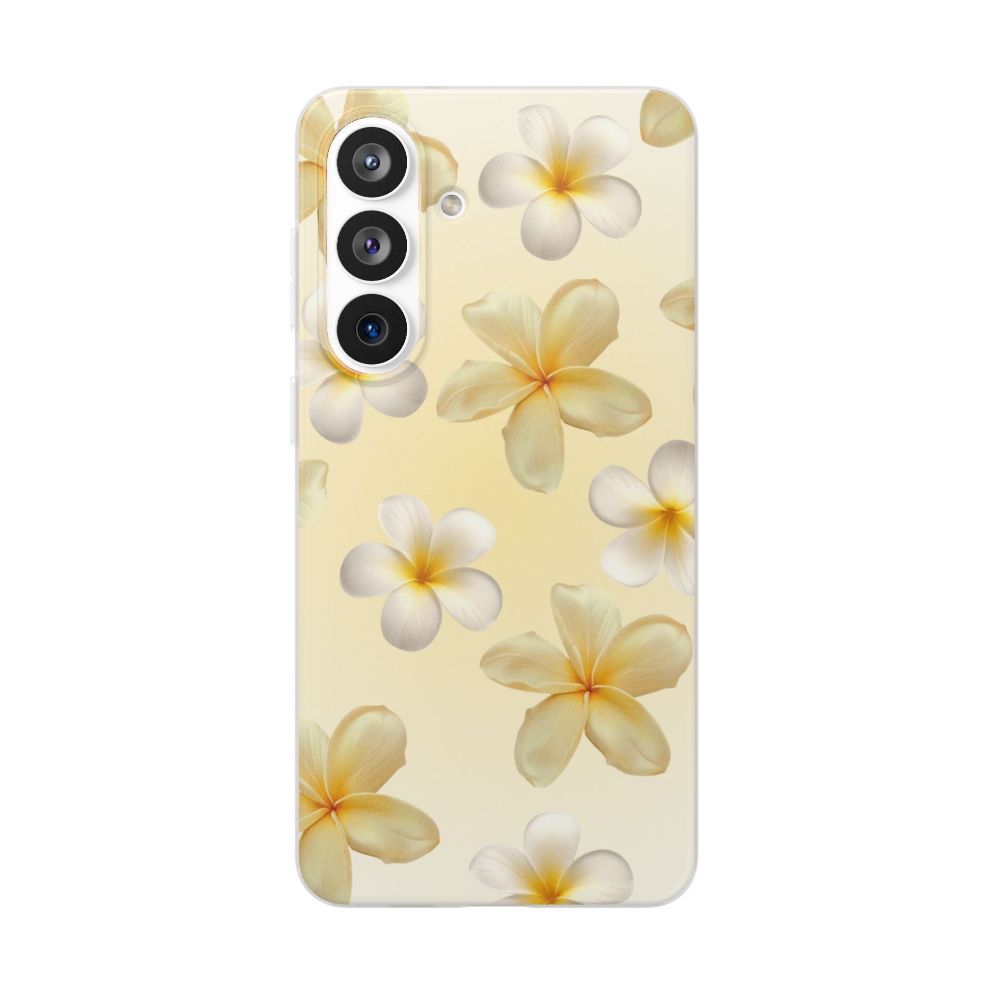 Plumeria Floral Flexi Phone Case — Tropical Yellow Flower Protective Cover