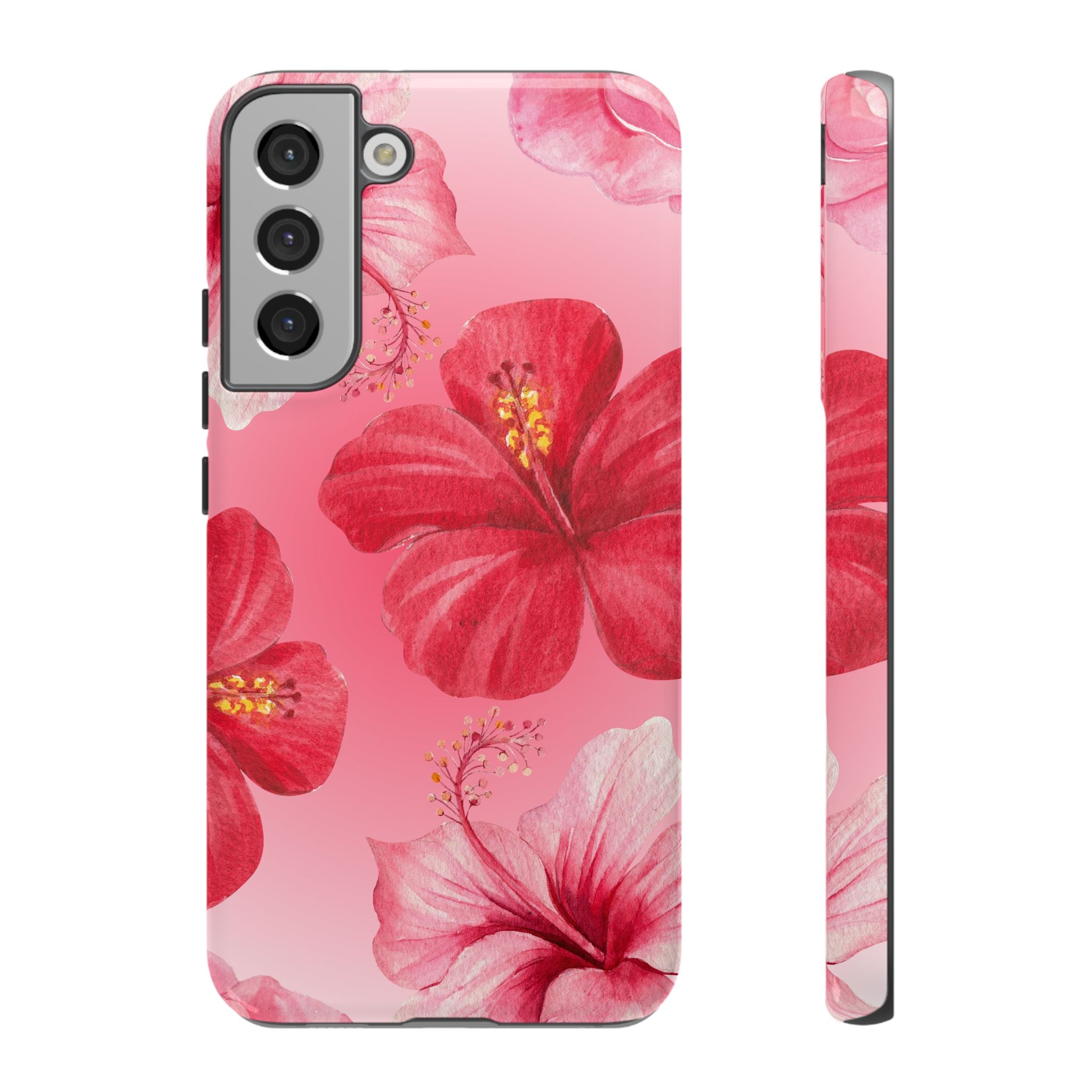 Hibiscus Pink Tough Phone Case — Floral Tropical Protective Cover