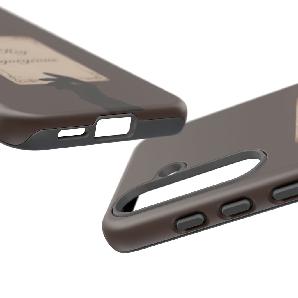 Hey Gorgeous Phone Case — Brown Lip Print & Shadow Hand Protective Cover