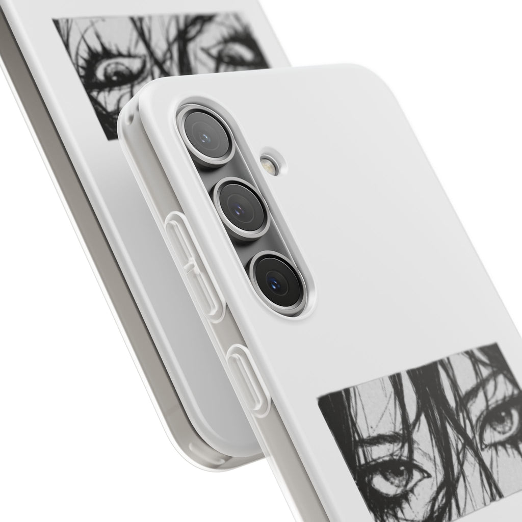 Anime Eyes Illustration Phone Case - Moody Black & White Flexi Case