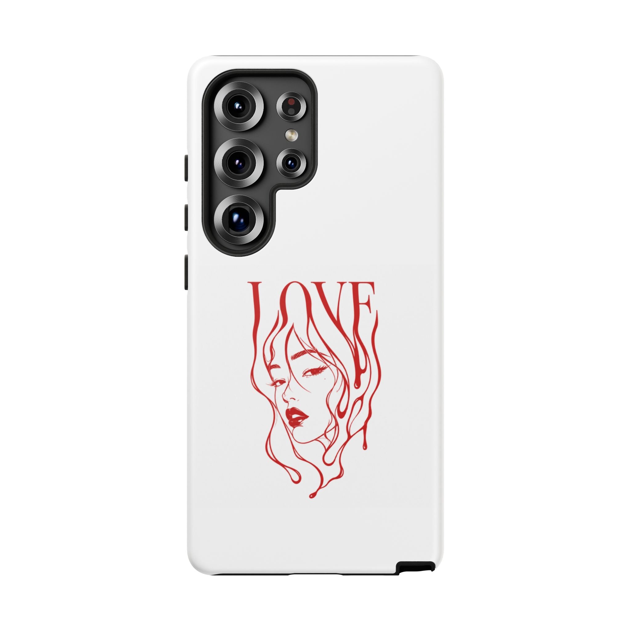 Red Line Art 'Love' Face Design - Tough Case