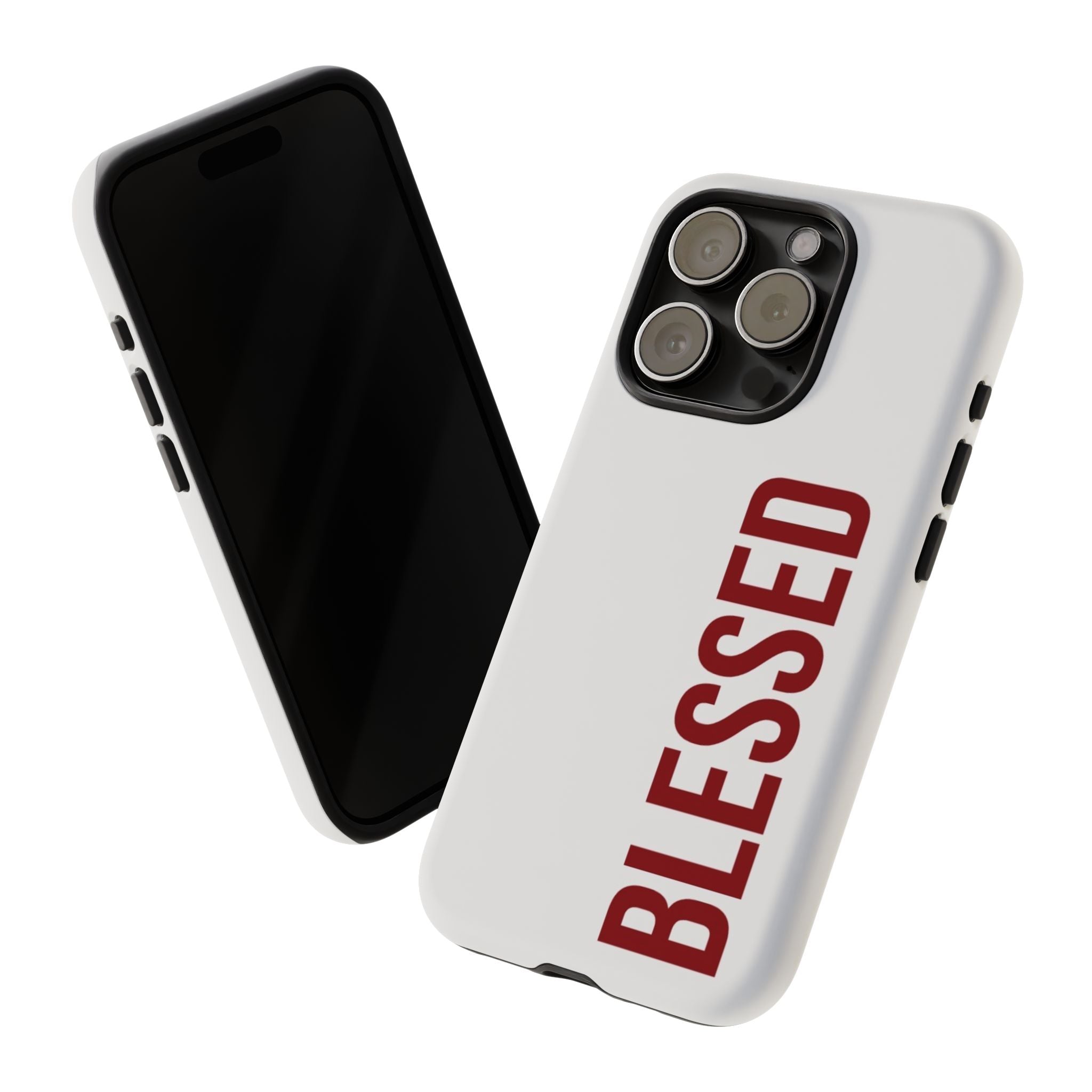 Blessed Vertical Phone Case — Protective Slim iPhone Cover with Red 'BLESSED' Text