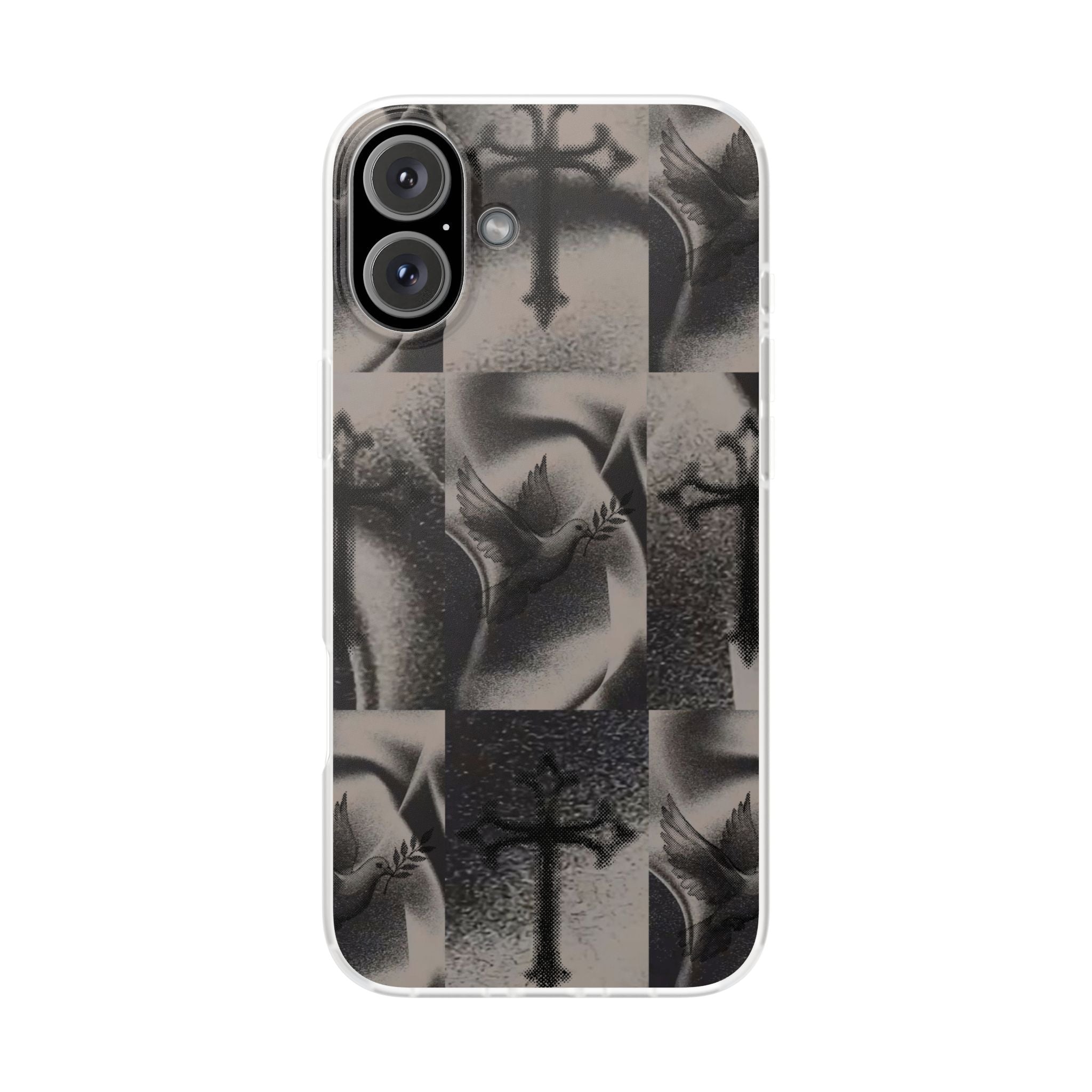 Phone Case — Dove & Cross Checkerboard Design