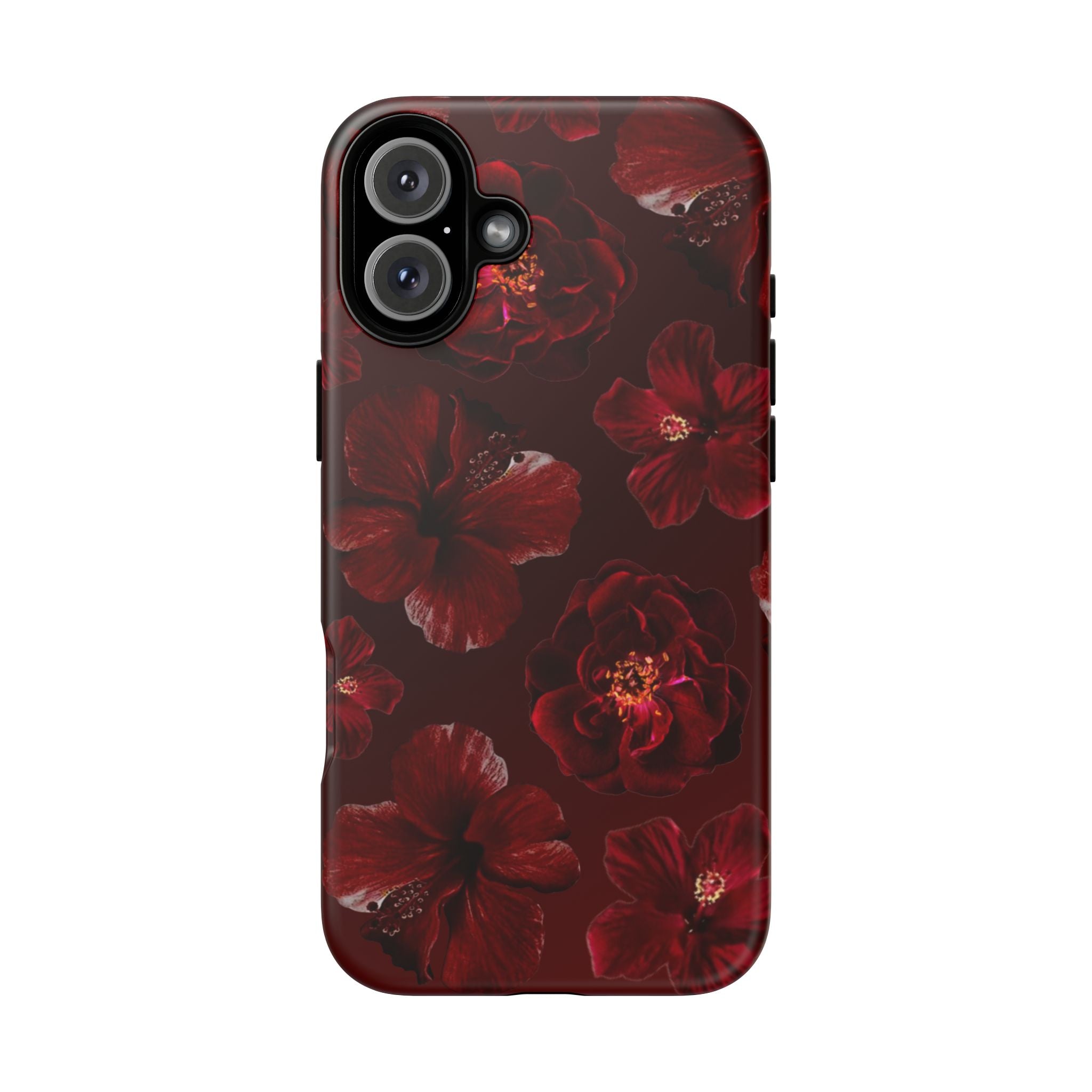 Dark Red Floral Phone Case – Protective Tough Case with Burgundy Roses