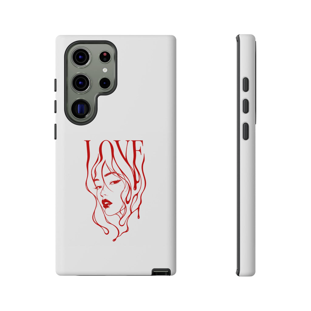 Red Line Art 'Love' Face Design - Tough Case