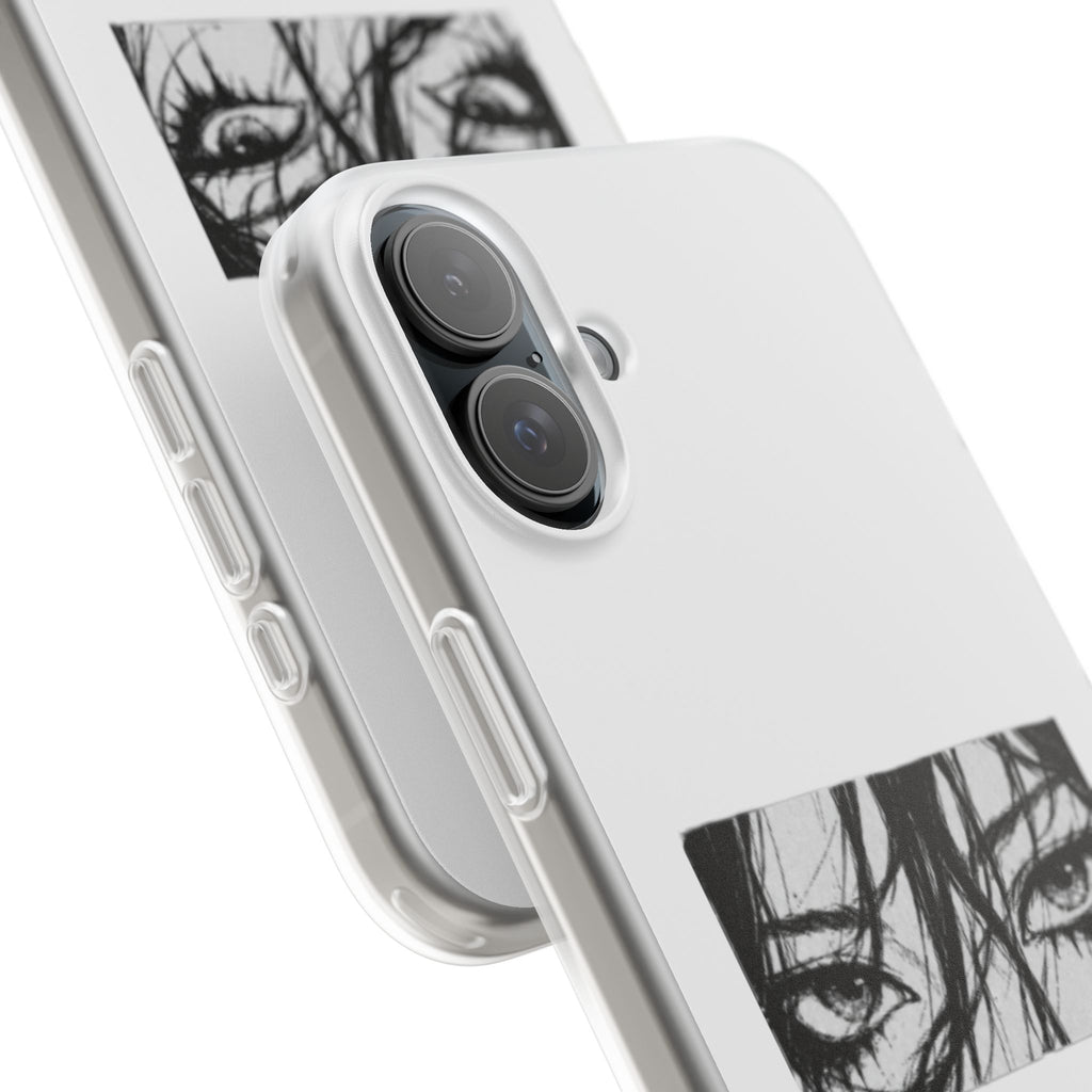 Anime Eyes Illustration Phone Case - Moody Black & White Flexi Case