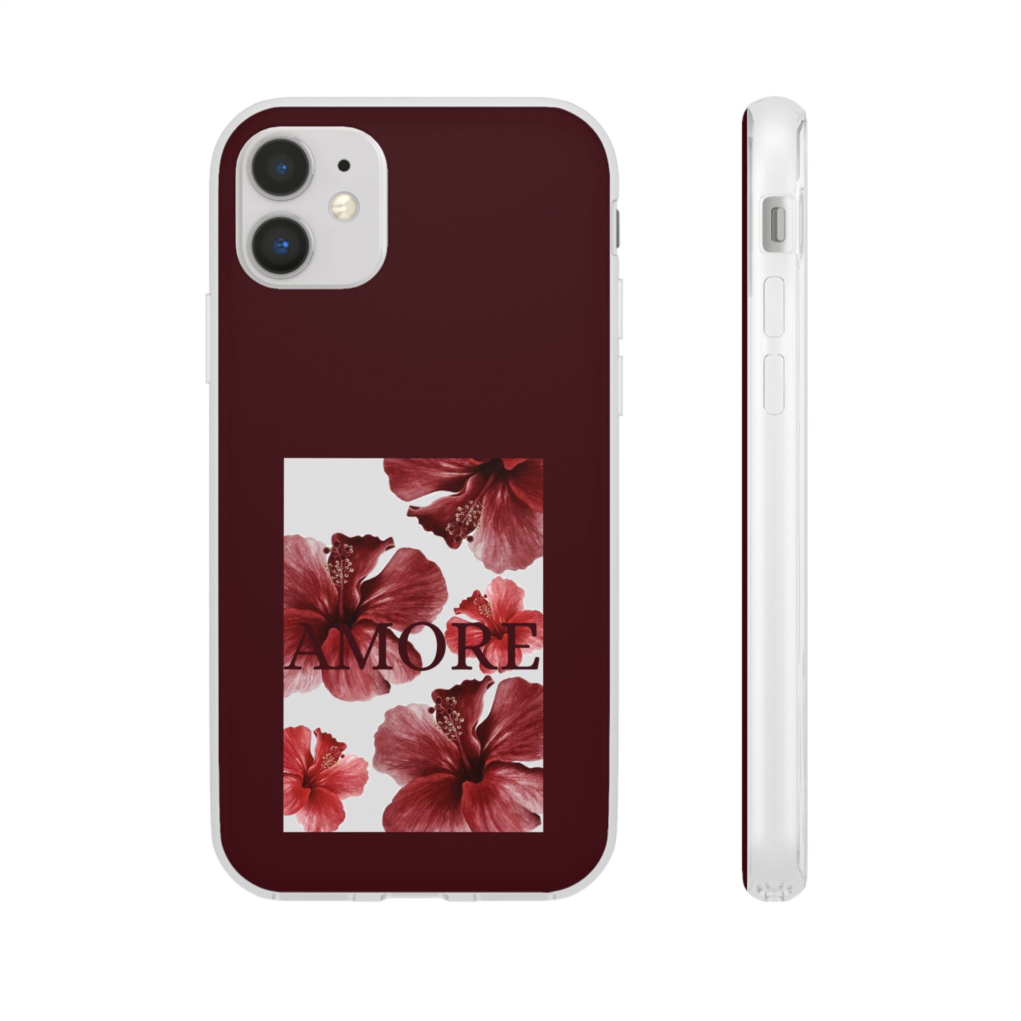Floral Amore Phone Case — Burgundy Hibiscus Flexible Protection
