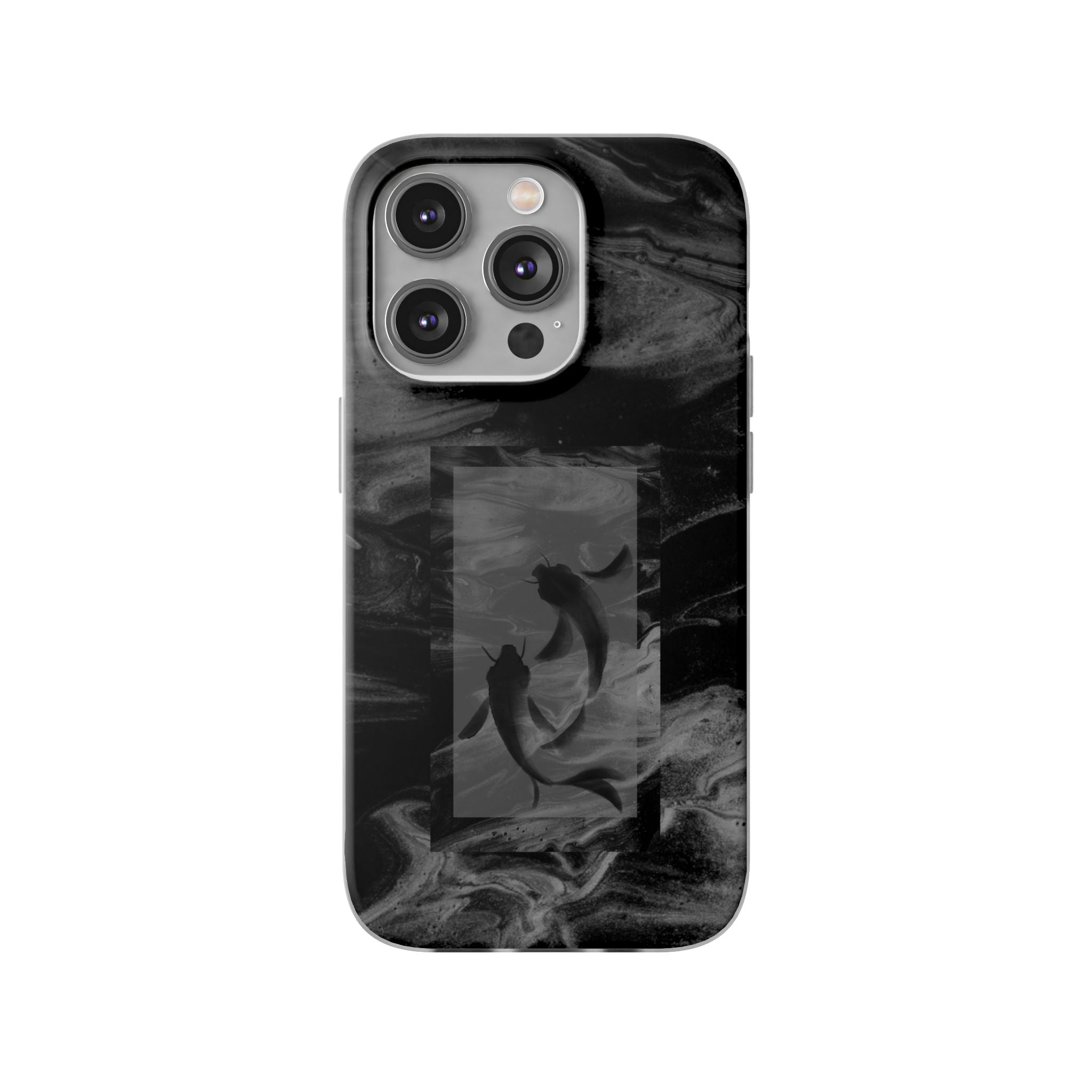 Black Koi Phone Case — Minimalist Monochrome Fish Design