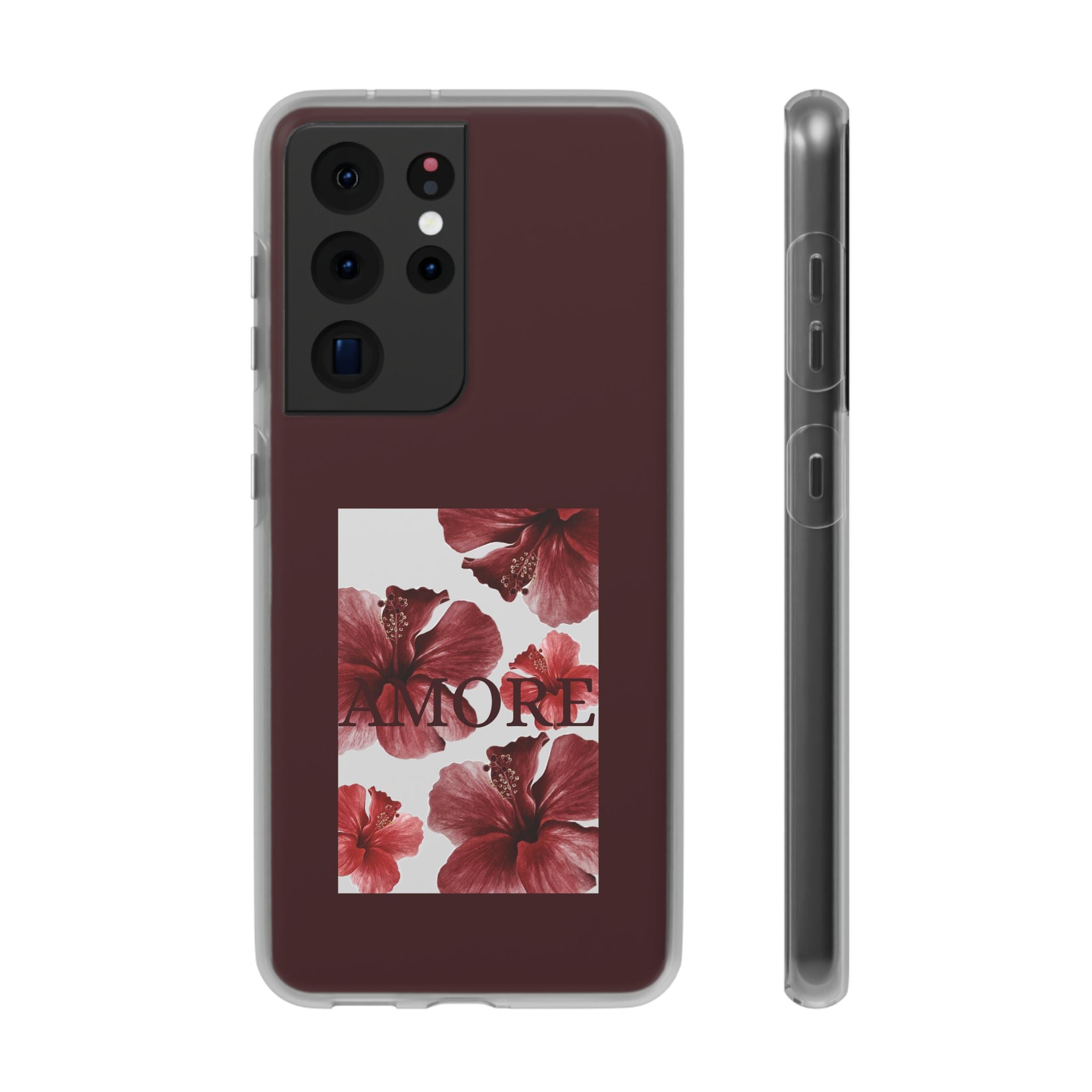 Floral Amore Phone Case — Burgundy Hibiscus Flexible Protection