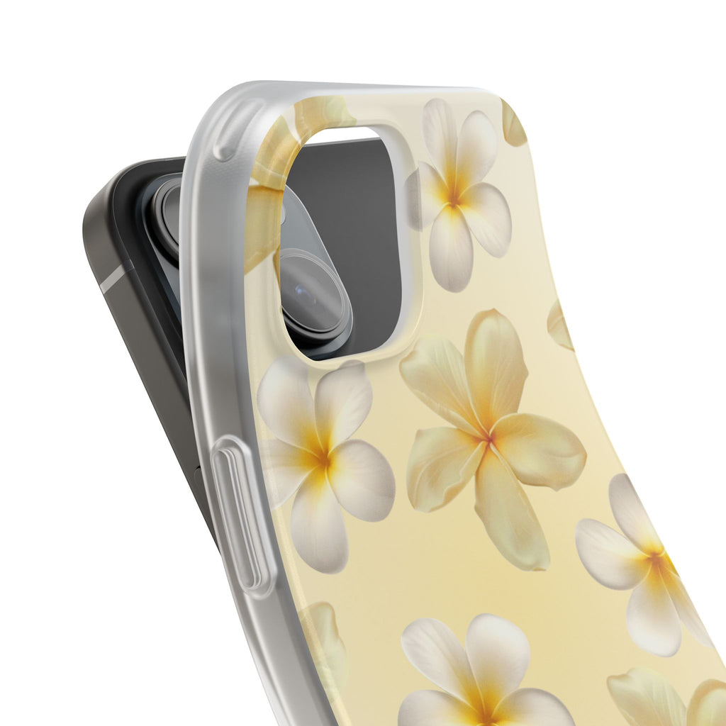 Plumeria Floral Flexi Phone Case — Tropical Yellow Flower Protective Cover