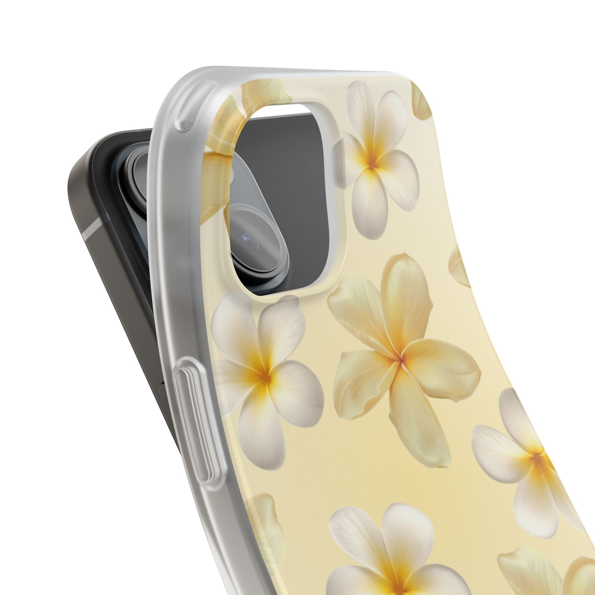 Plumeria Floral Flexi Phone Case — Tropical Yellow Flower Protective Cover