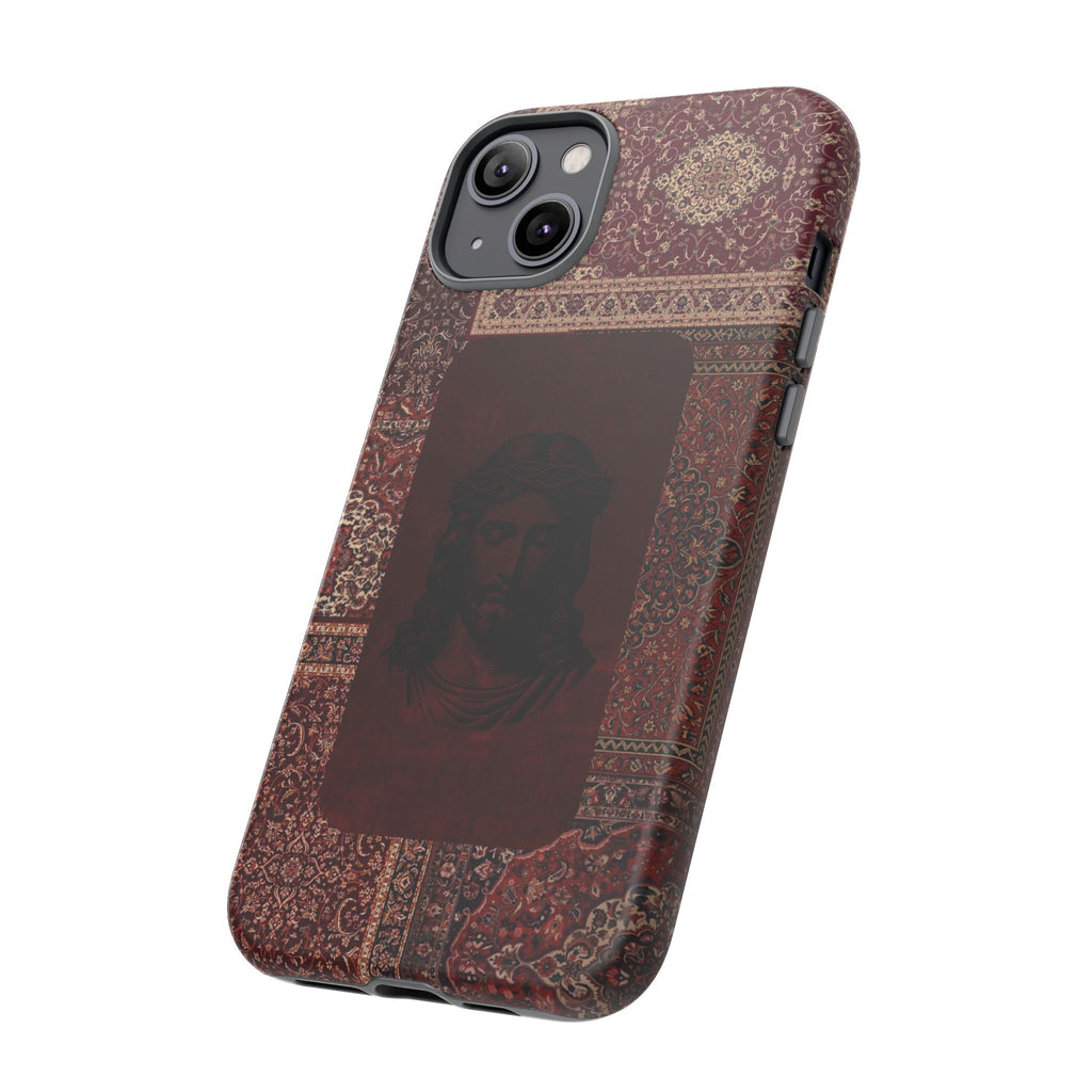 Religious Vintage Rug Phone Case — Jesus Portrait Tough Case
