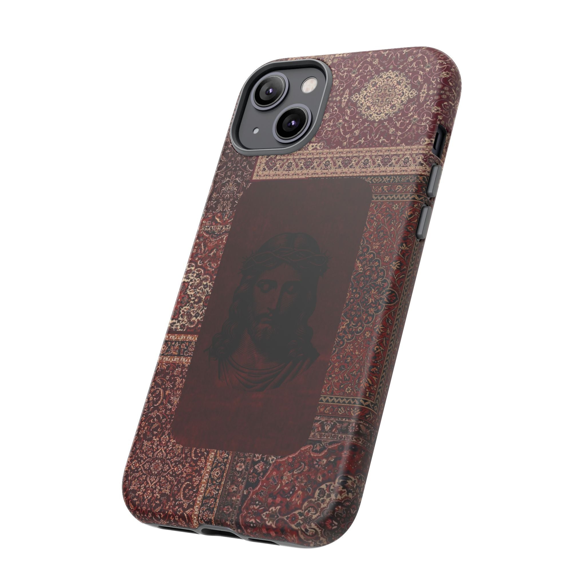 Religious Vintage Rug Phone Case — Jesus Portrait Tough Case