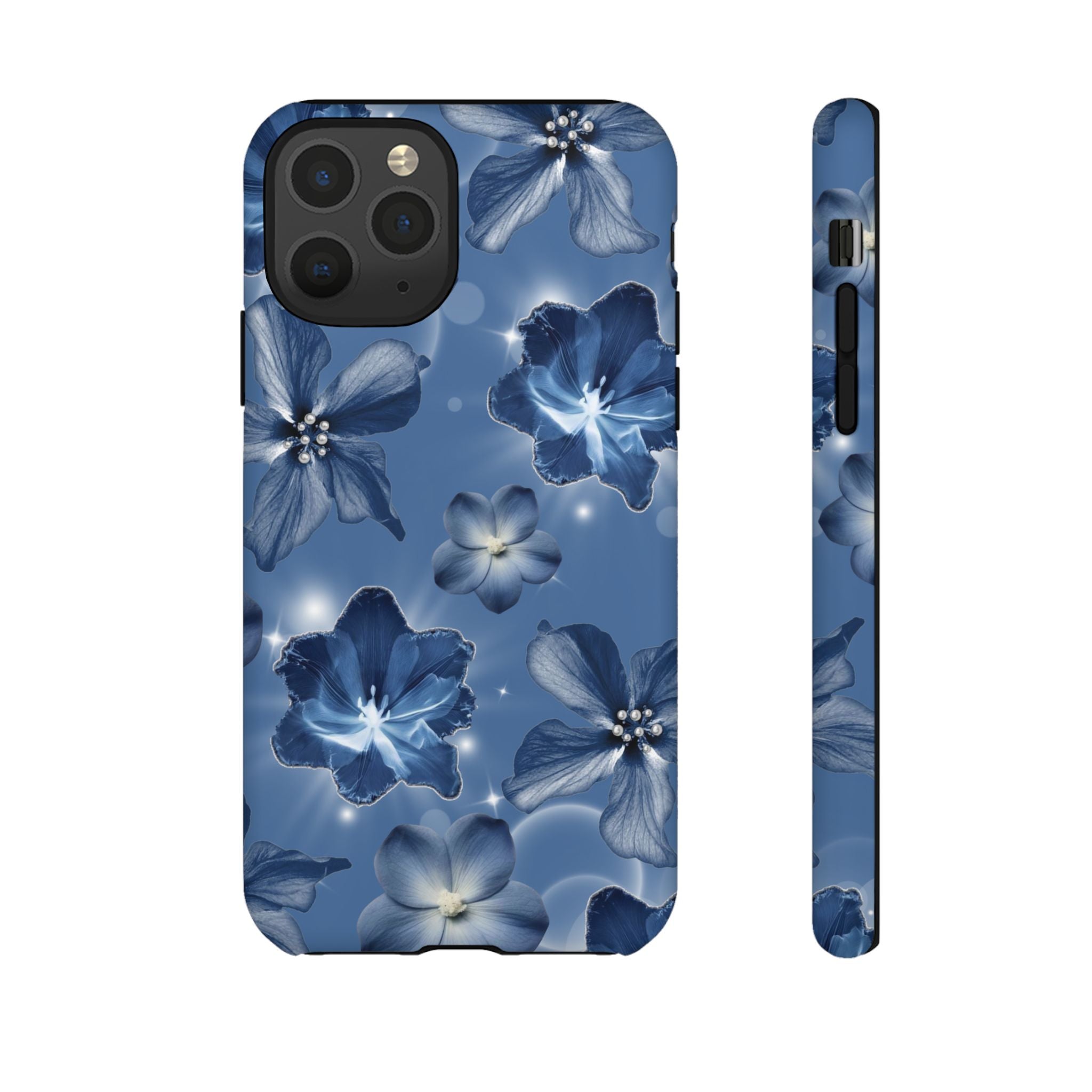 Blue Floral Tough Phone Case — Protective Blossom Design