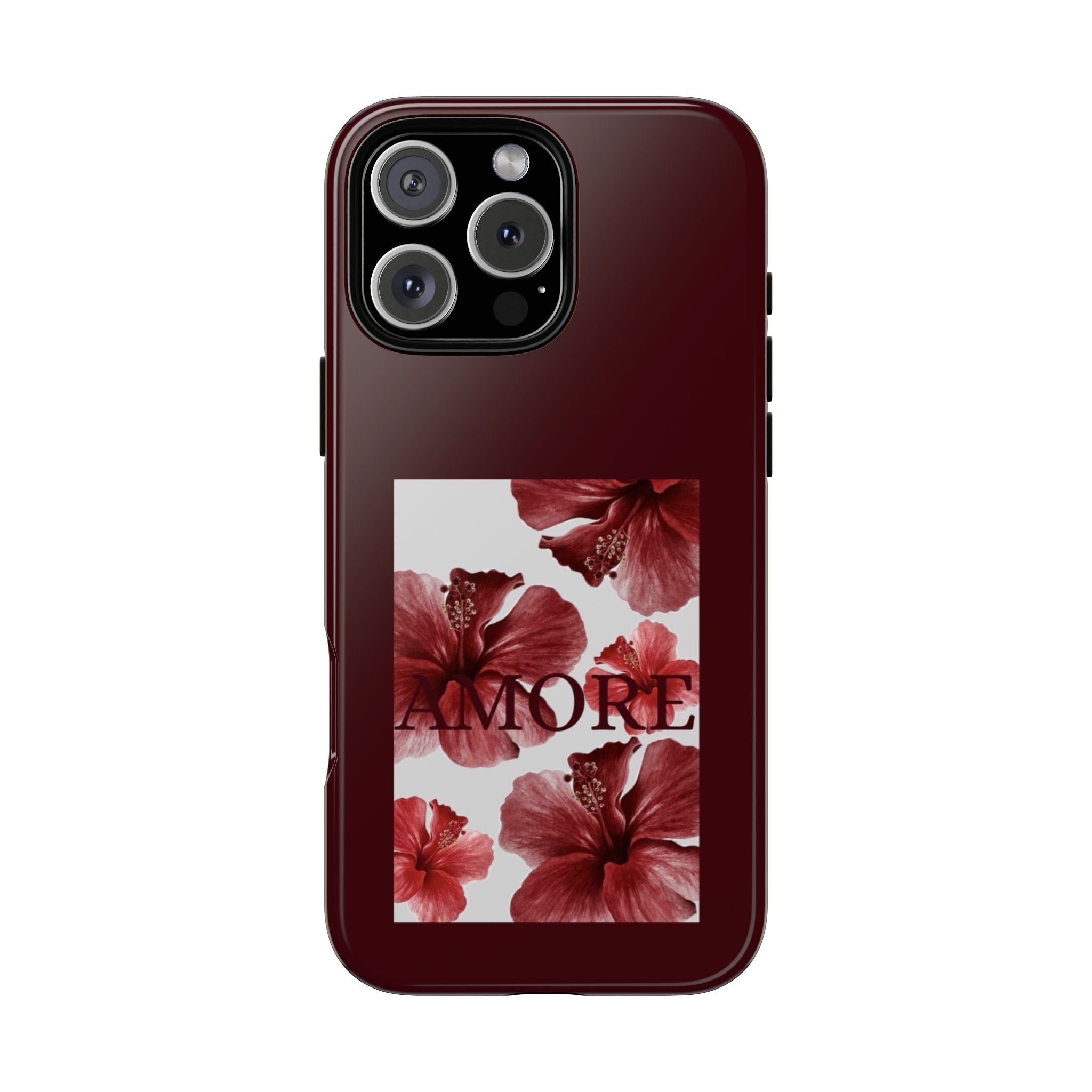 Amore Floral Phone Case — Burgundy Tough Protective Cover