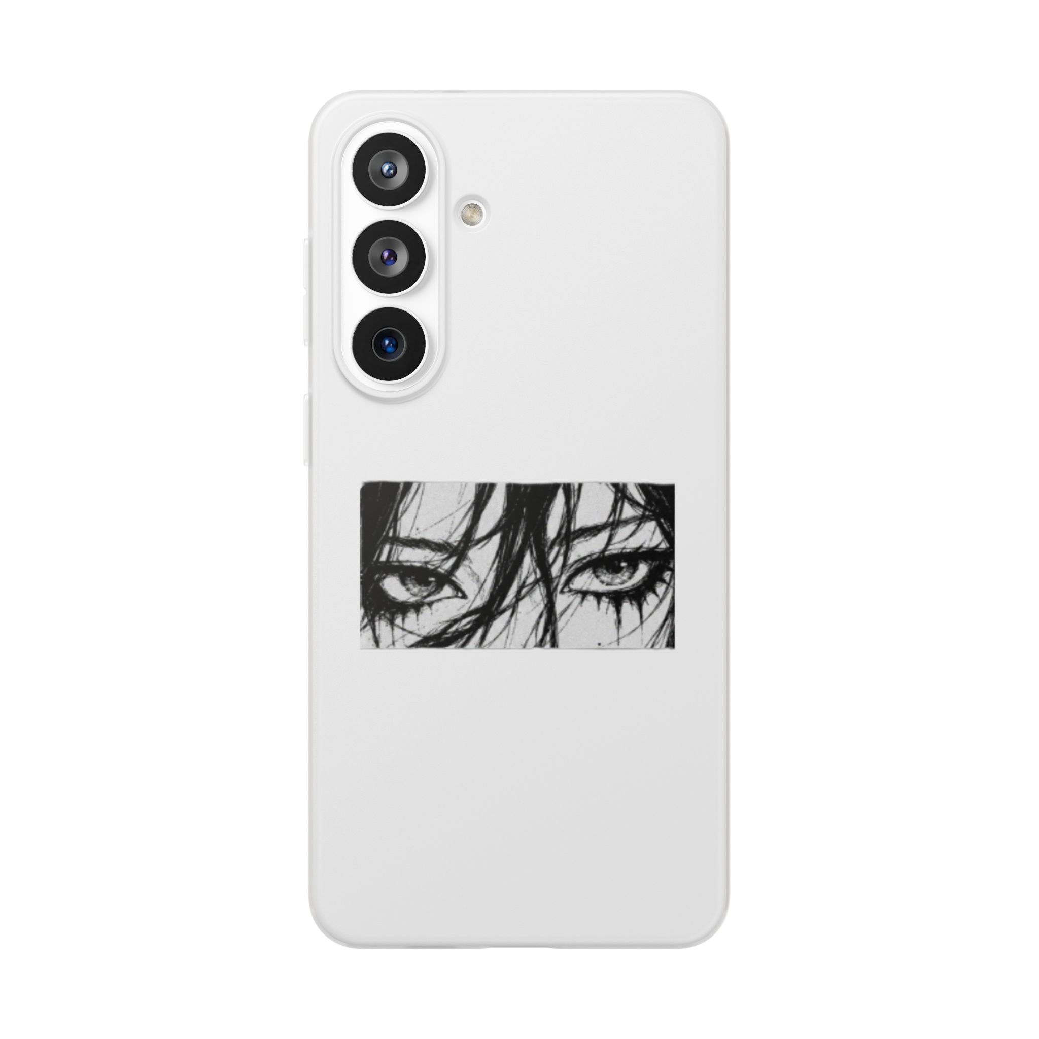 Anime Eyes Illustration Phone Case - Moody Black & White Flexi Case
