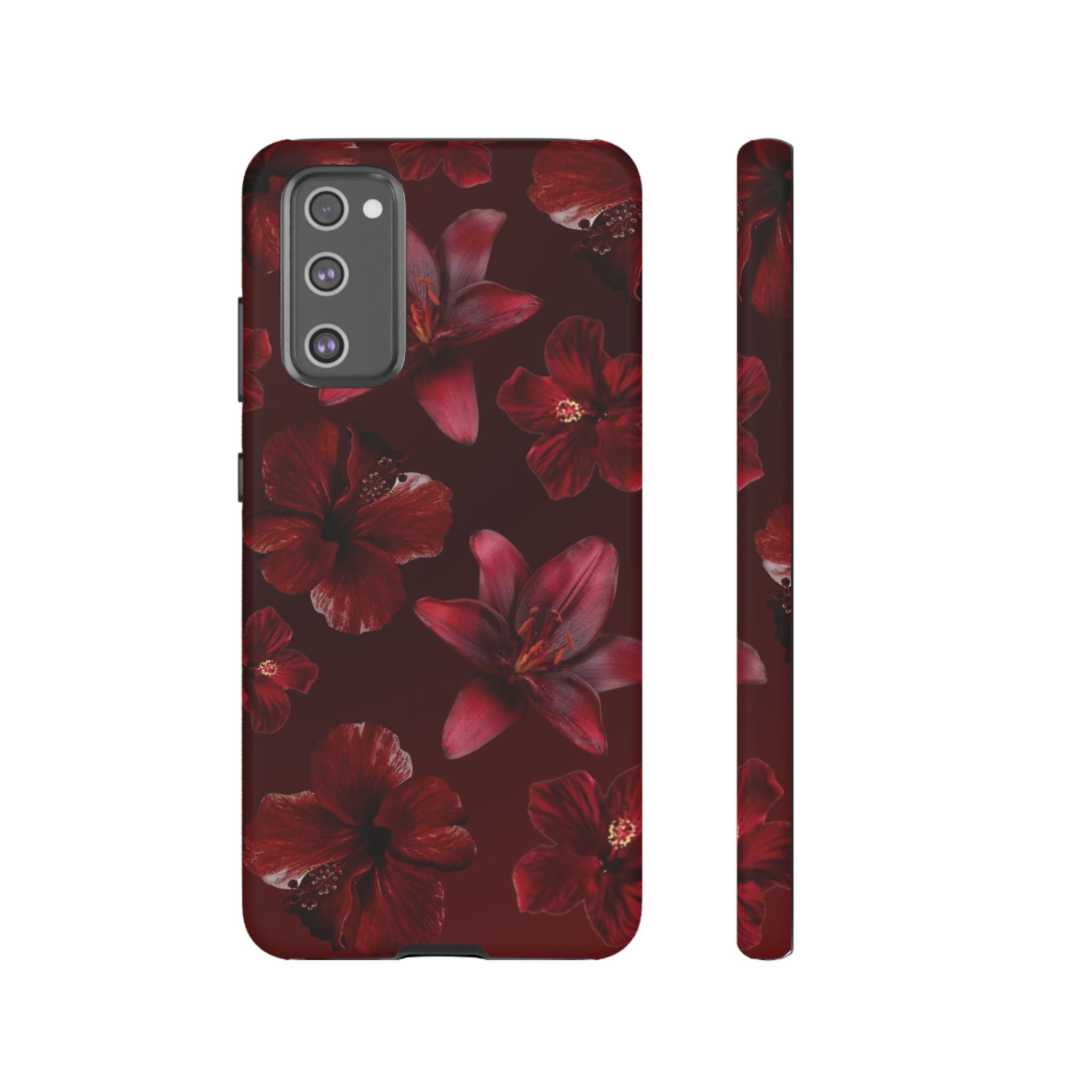 Tough Cases - Dark Red Floral Phone Case