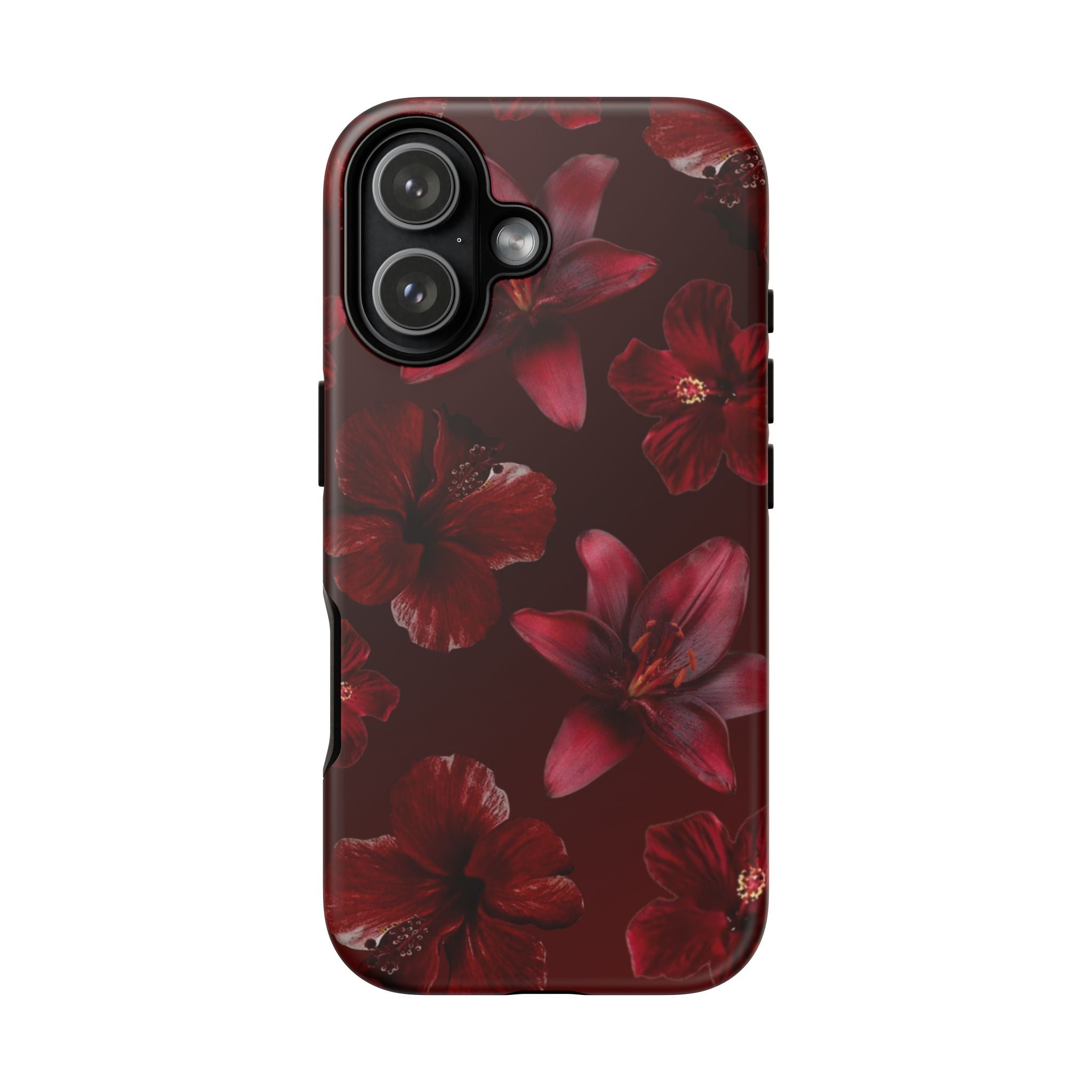 Tough Cases - Dark Red Floral Phone Case