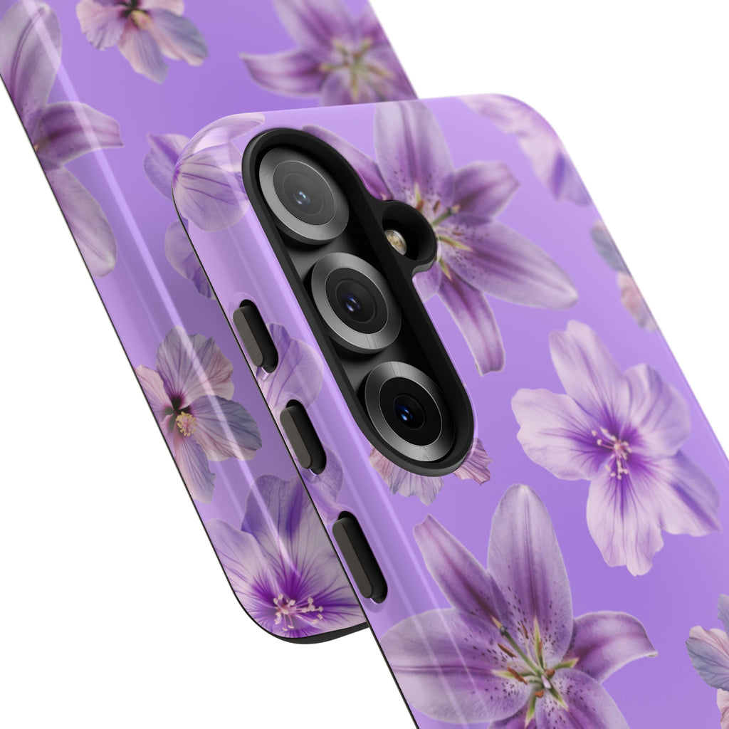 Floral Lavender Tough Phone Case – Purple Blossom Protective Cover