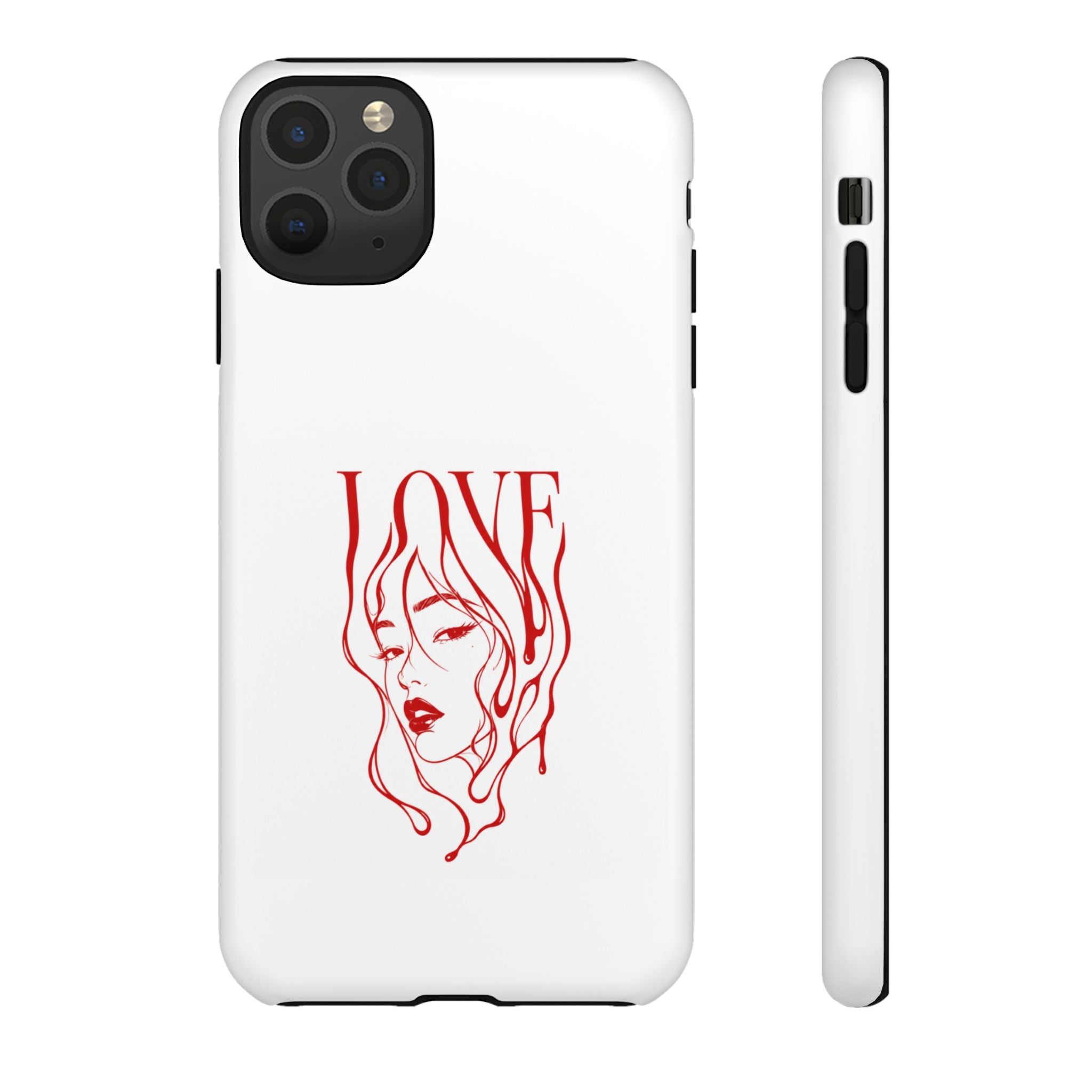 Red Line Art 'Love' Face Design - Tough Case