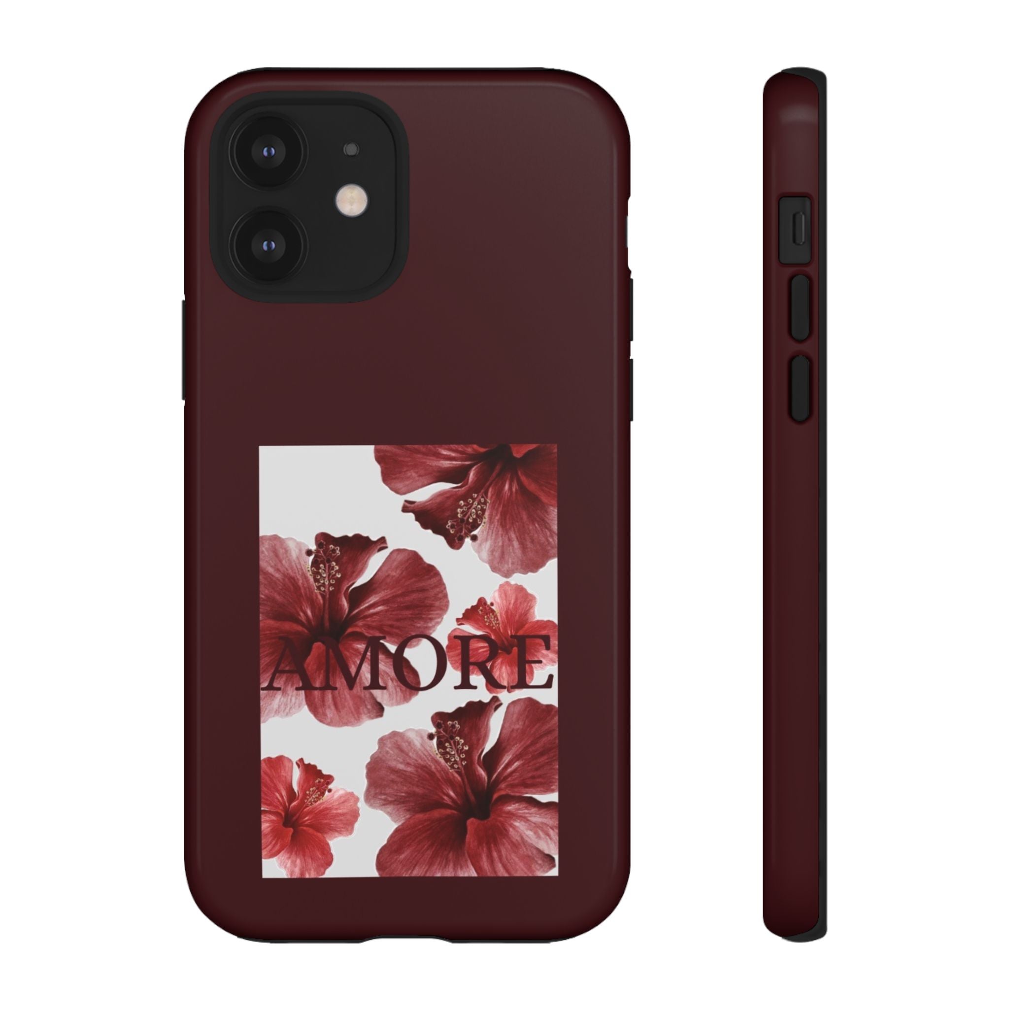 Amore Floral Phone Case — Burgundy Tough Protective Cover