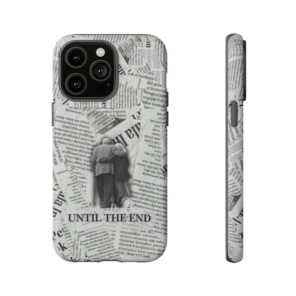 Until the End Newspaper Collage Phone Case