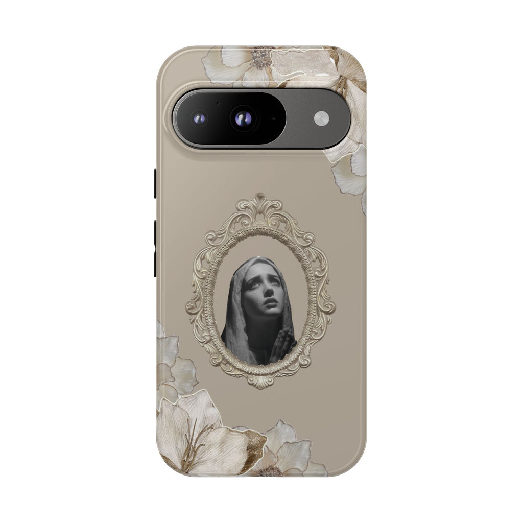 Vintage Floral Phone Case with Sacred Madonna Portrait