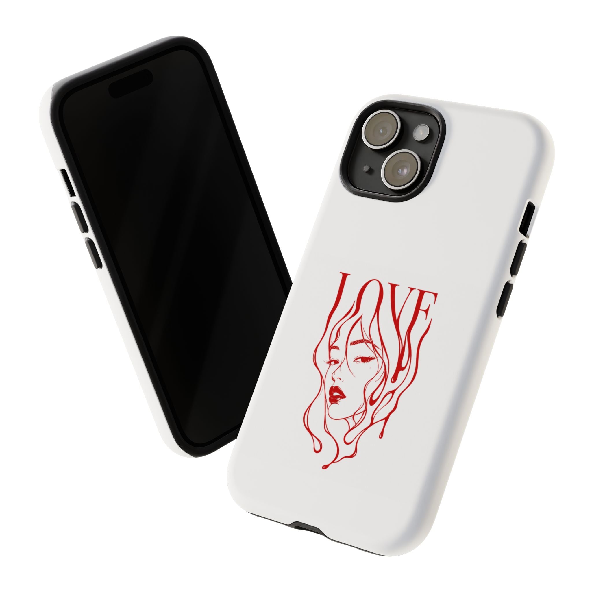 Red Line Art 'Love' Face Design - Tough Case