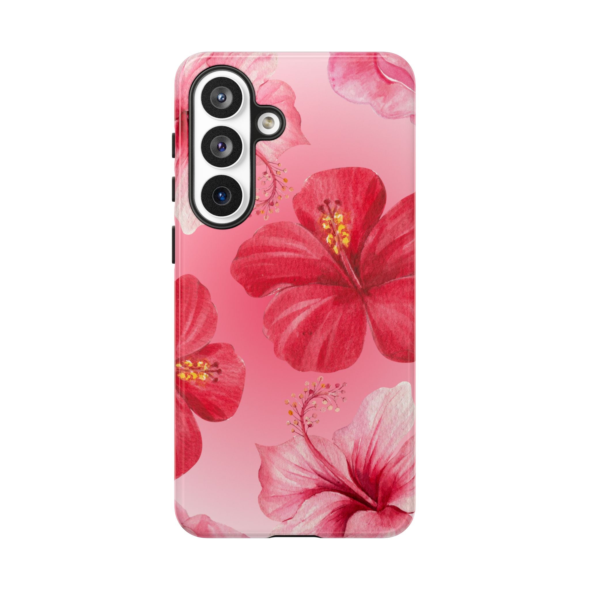 Hibiscus Pink Tough Phone Case — Floral Tropical Protective Cover
