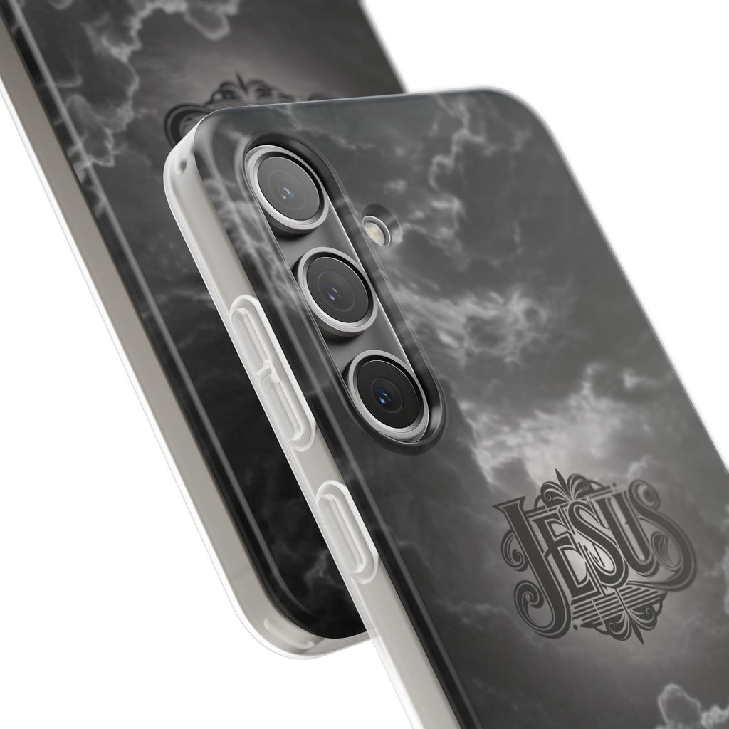 Jesus Cloud Phone Case — Faith-Inspired Flexi Case with 'Jesus' Script