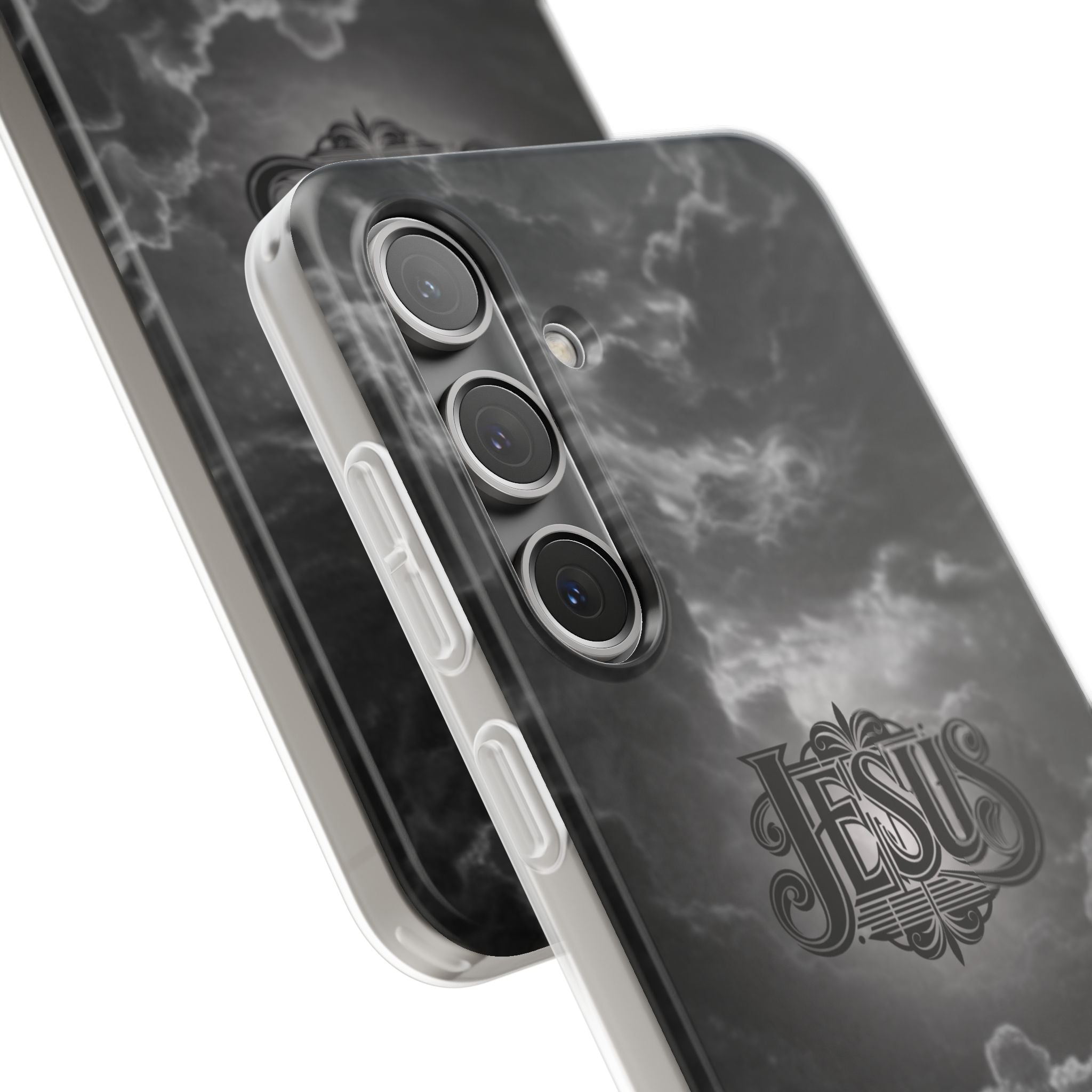 Jesus Cloud Phone Case — Faith-Inspired Flexi Case with 'Jesus' Script