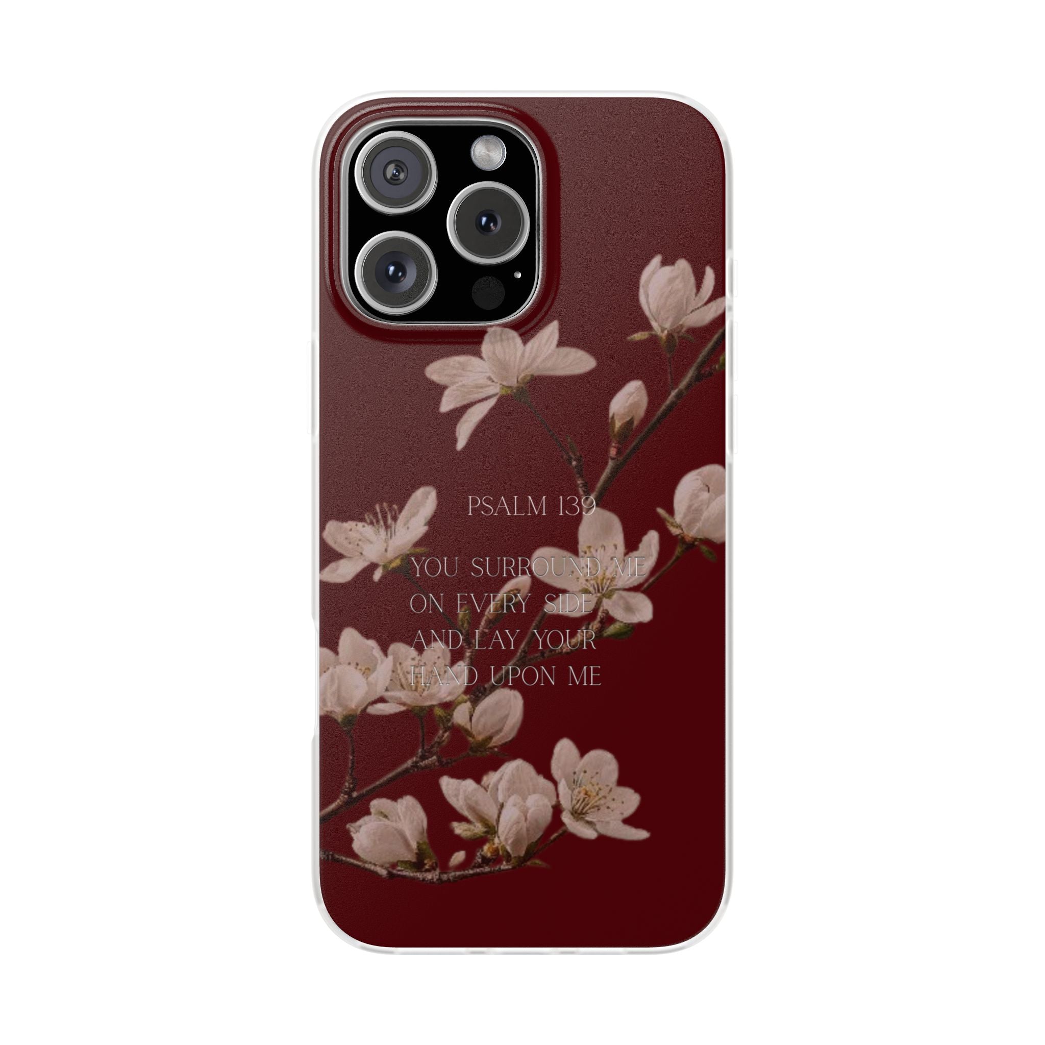 Floral Psalm Phone Case — Psalm 139 Scripture Cherry Blossom iPhone Cover