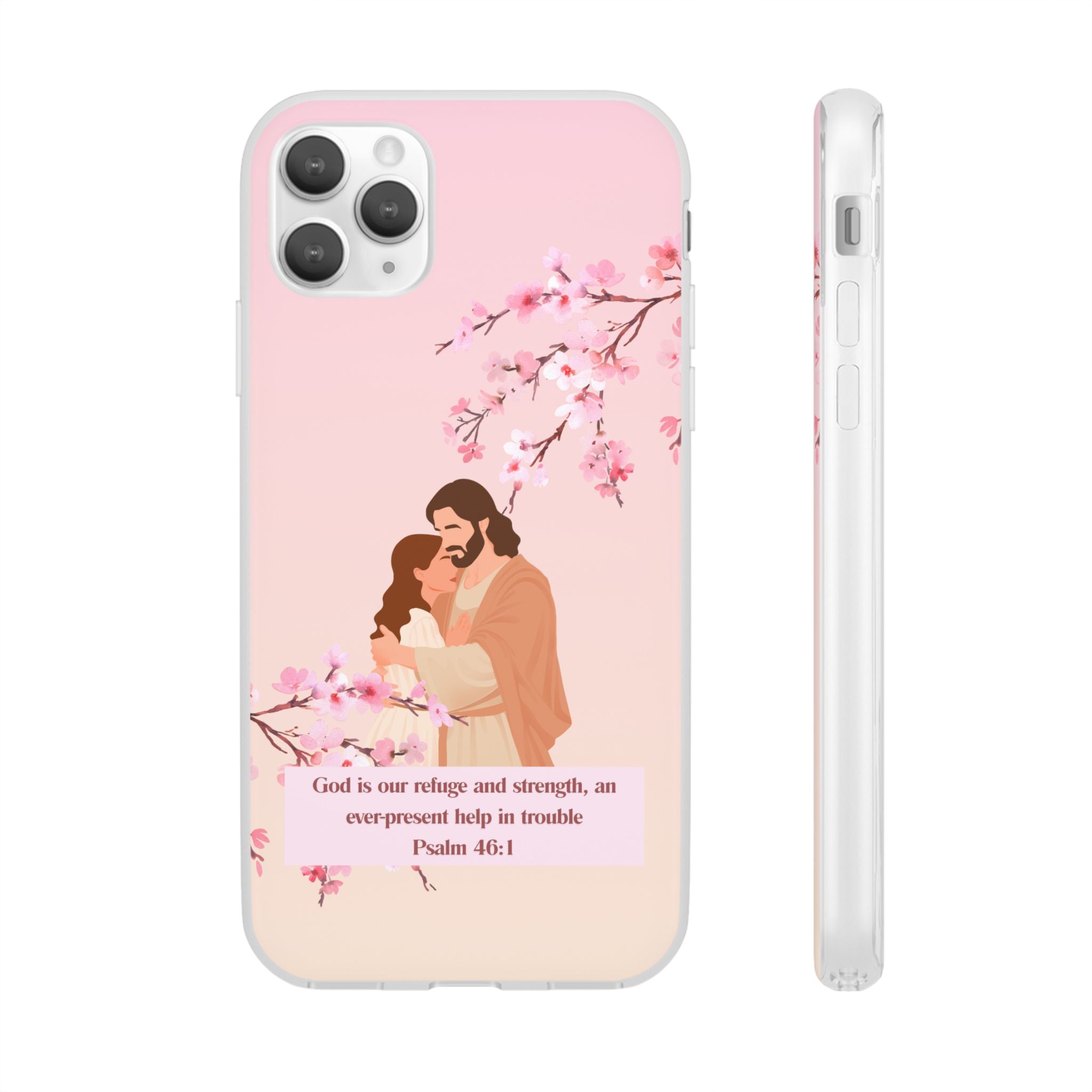God Is Our Refuge – Psalm 46:1 Cherry Blossom Christian Flexi Phone Case