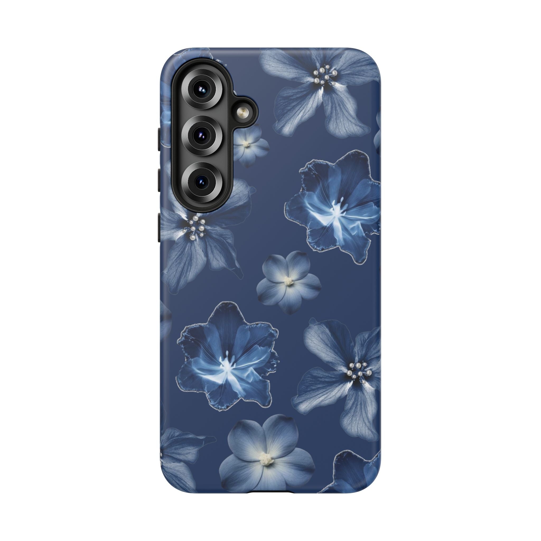 Navy Floral Tough Phone Case — Blue Bloom Protective Cover