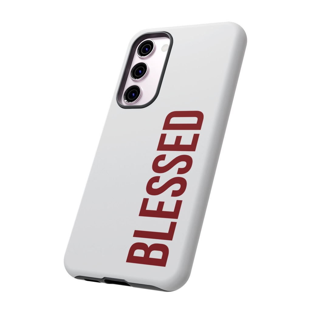 Blessed Vertical Phone Case — Protective Slim iPhone Cover with Red 'BLESSED' Text