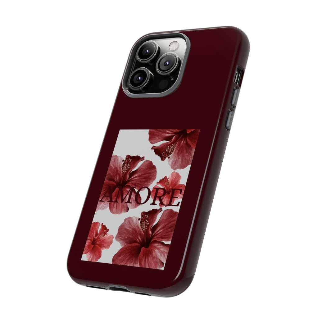 Amore Floral Phone Case — Burgundy Tough Protective Cover
