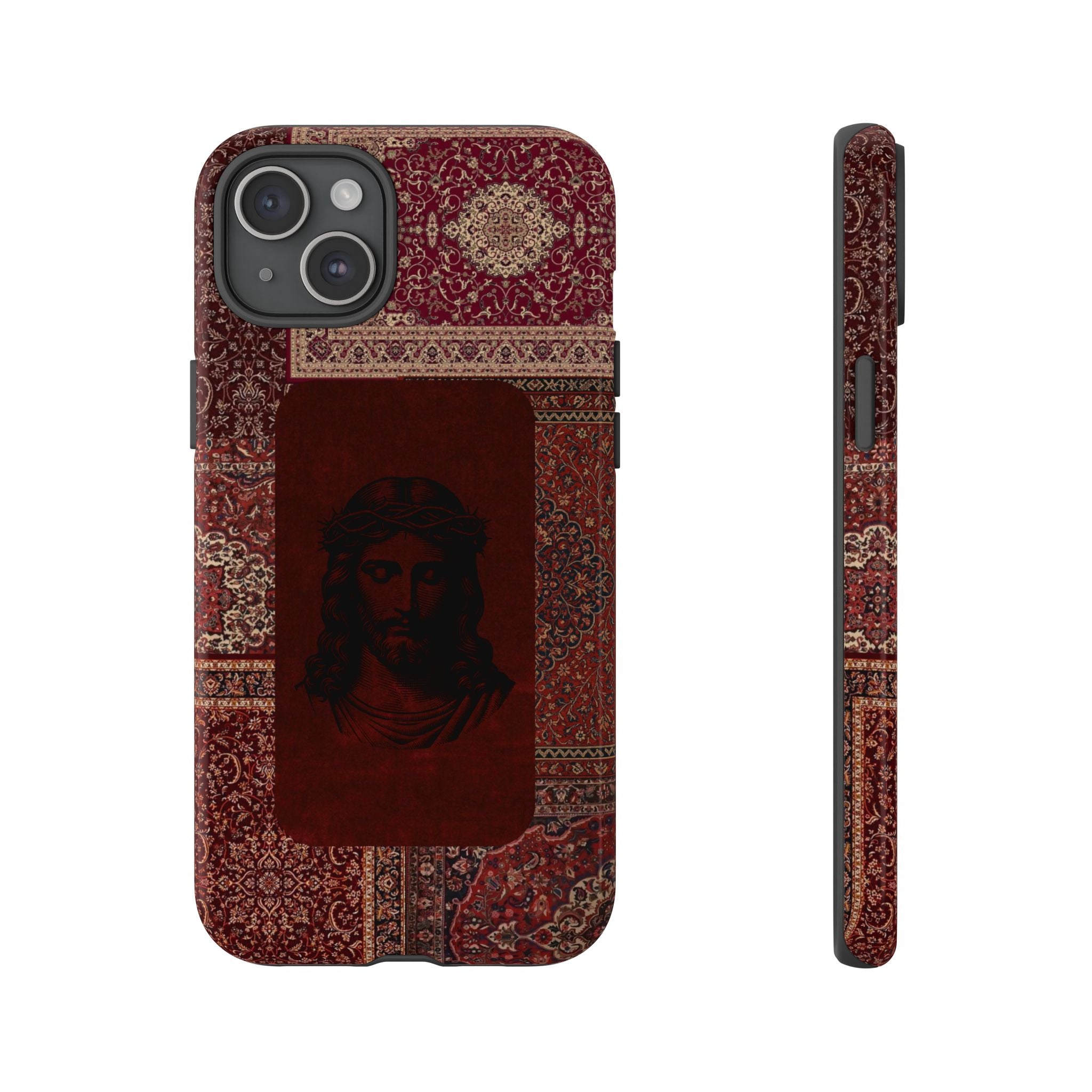 Religious Vintage Rug Phone Case — Jesus Portrait Tough Case