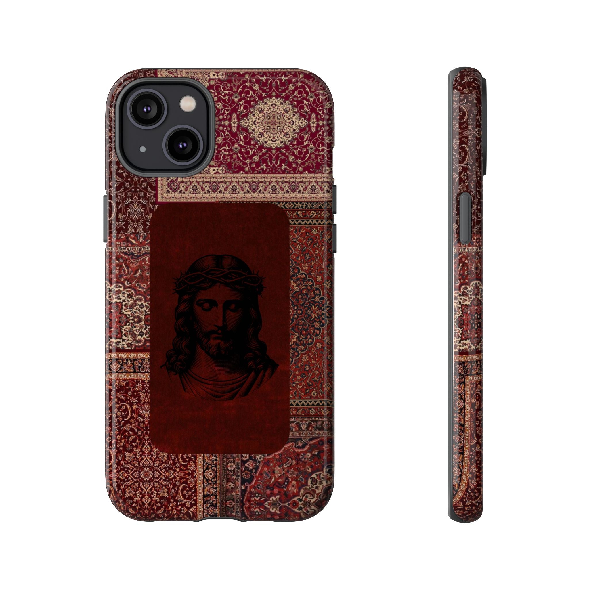 Religious Vintage Rug Phone Case — Jesus Portrait Tough Case