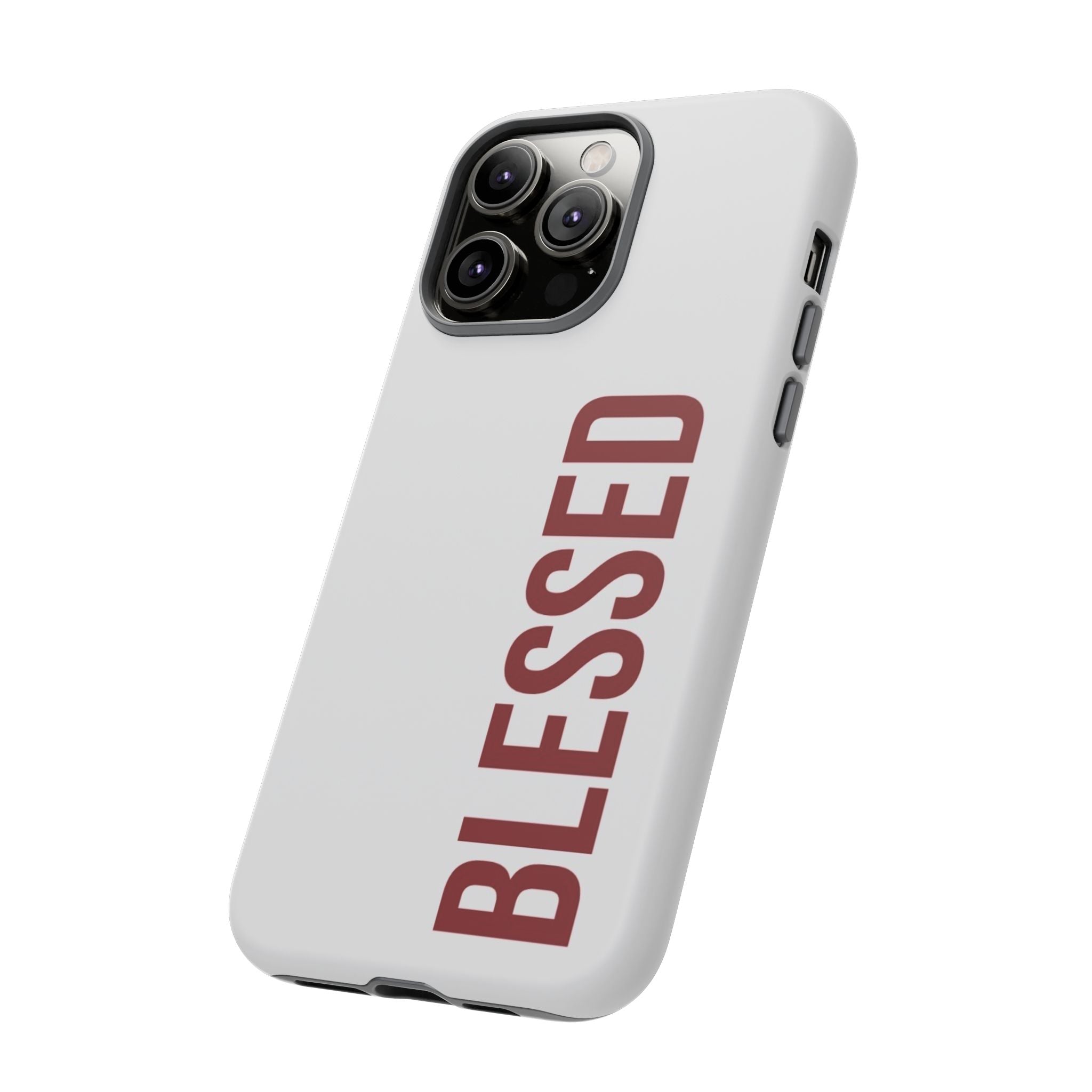 Blessed Vertical Phone Case — Protective Slim iPhone Cover with Red 'BLESSED' Text