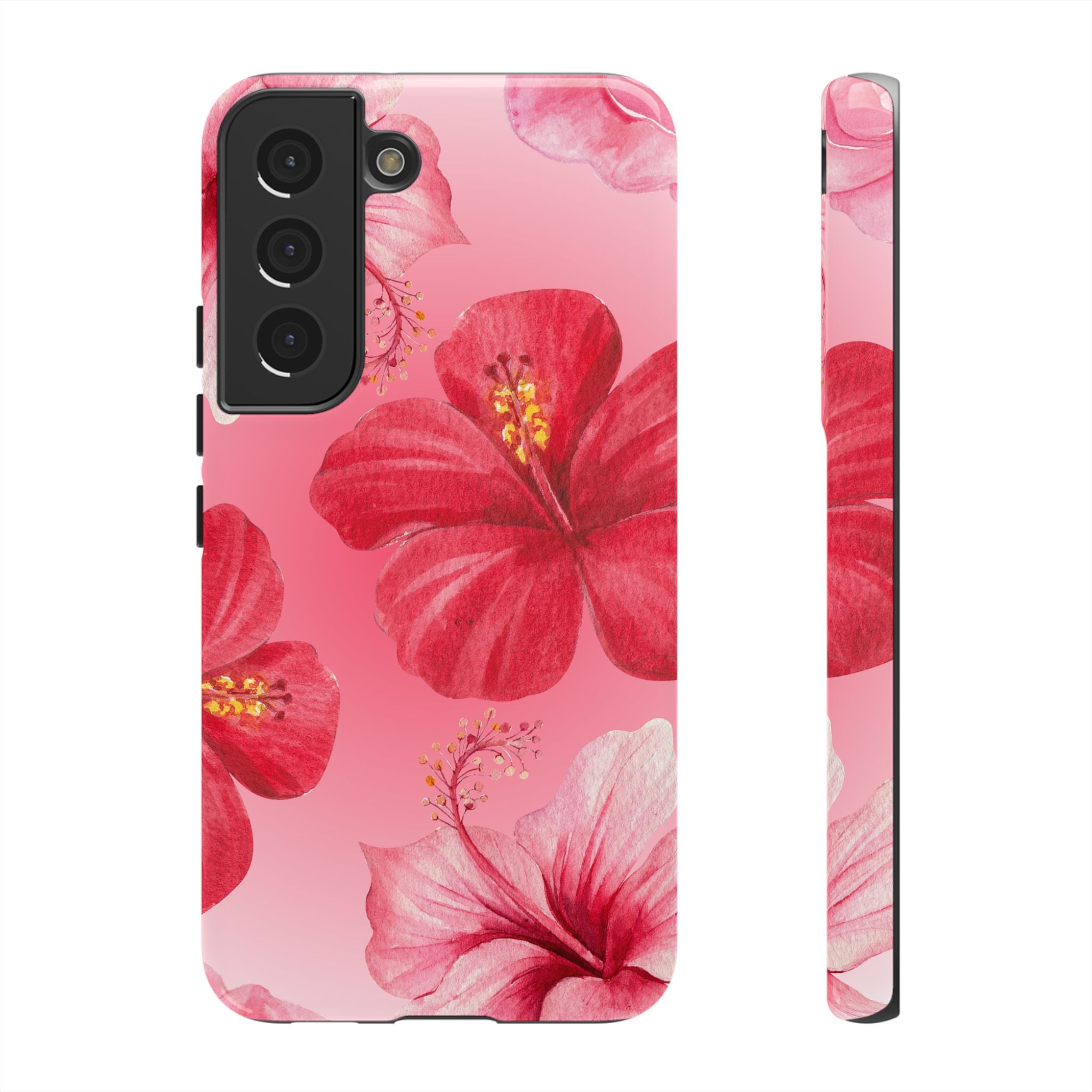 Hibiscus Pink Tough Phone Case — Floral Tropical Protective Cover