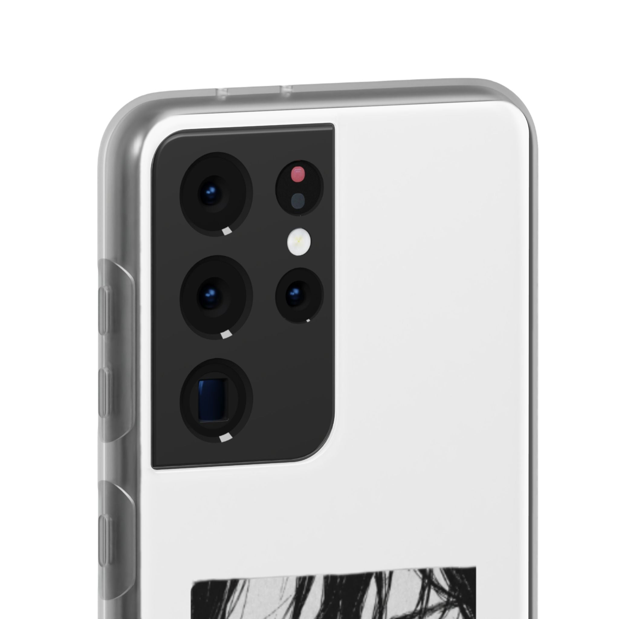 Anime Eyes Illustration Phone Case - Moody Black & White Flexi Case