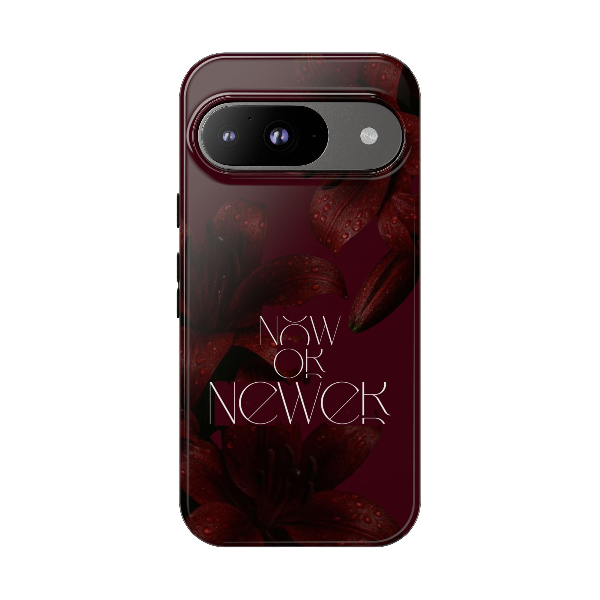 Tough Cases – Burgundy Floral “Now or Never” Protective Phone Case