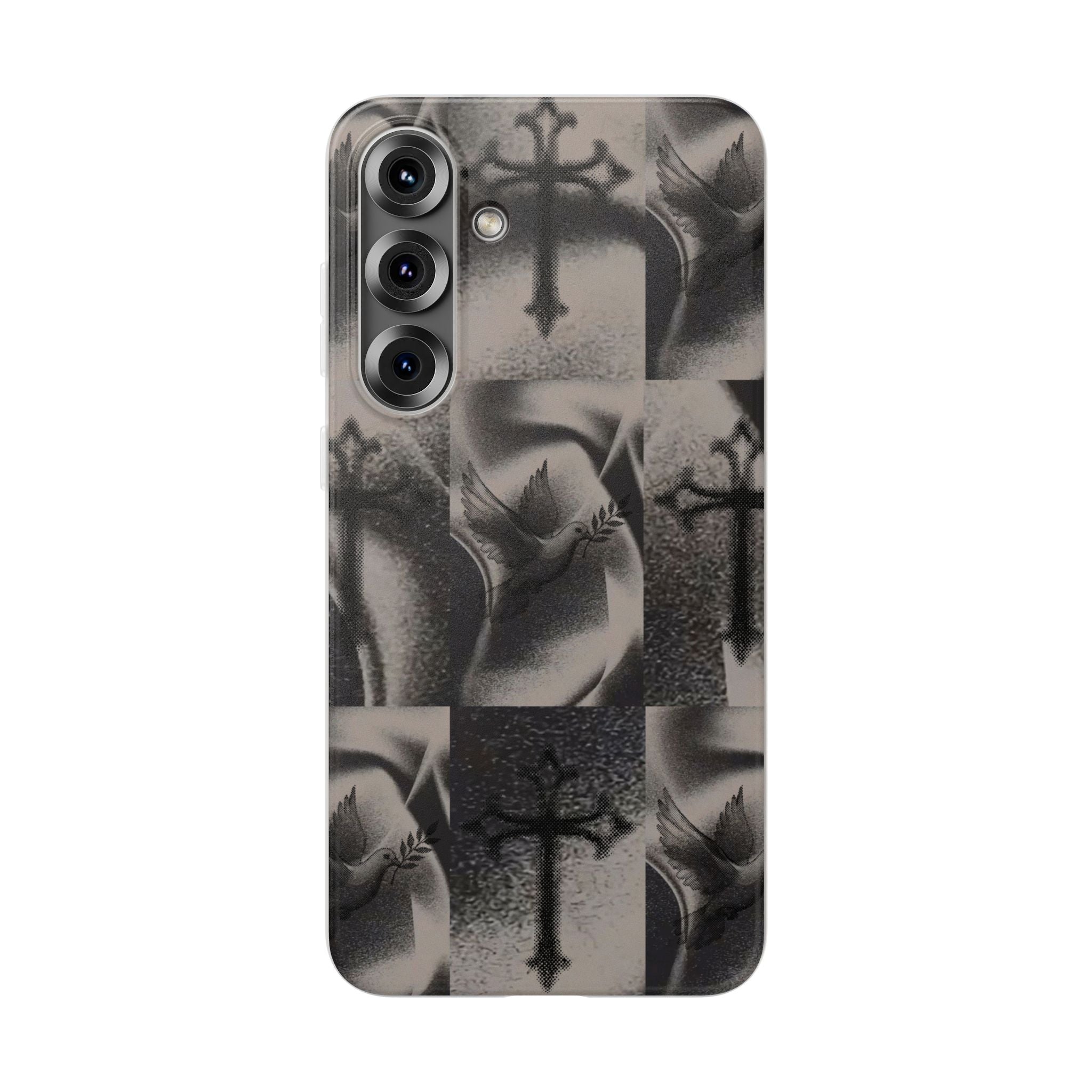 Phone Case — Dove & Cross Checkerboard Design